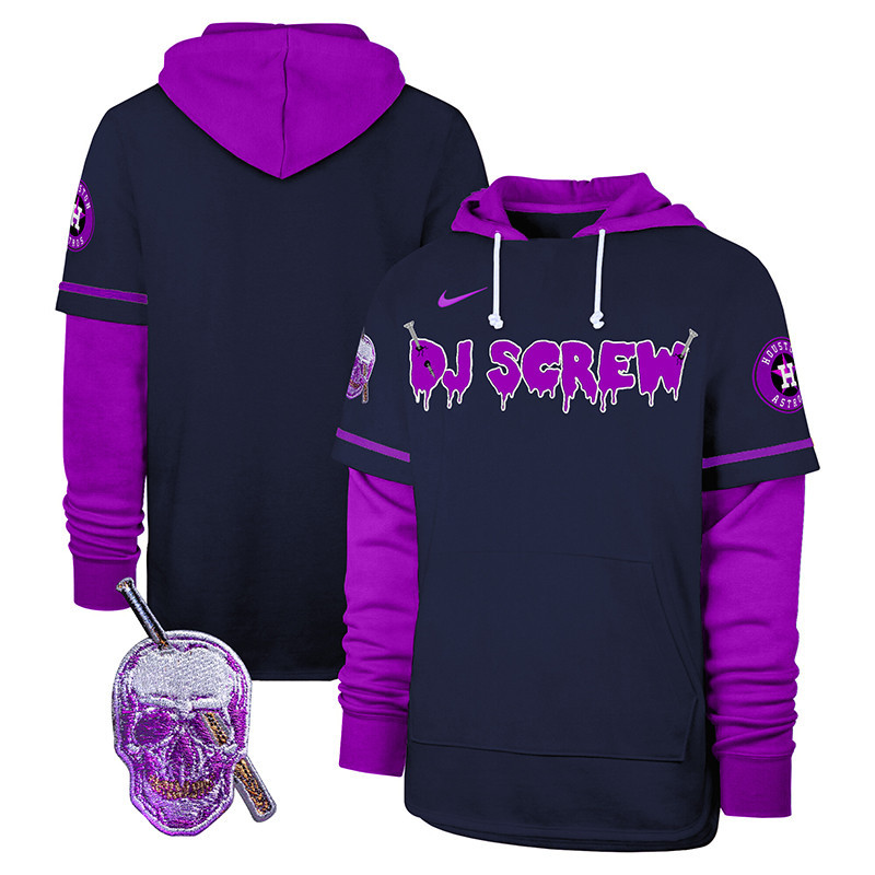Men's Astros DJ Screw Shortstop Pullover Hoodie - All Stitched