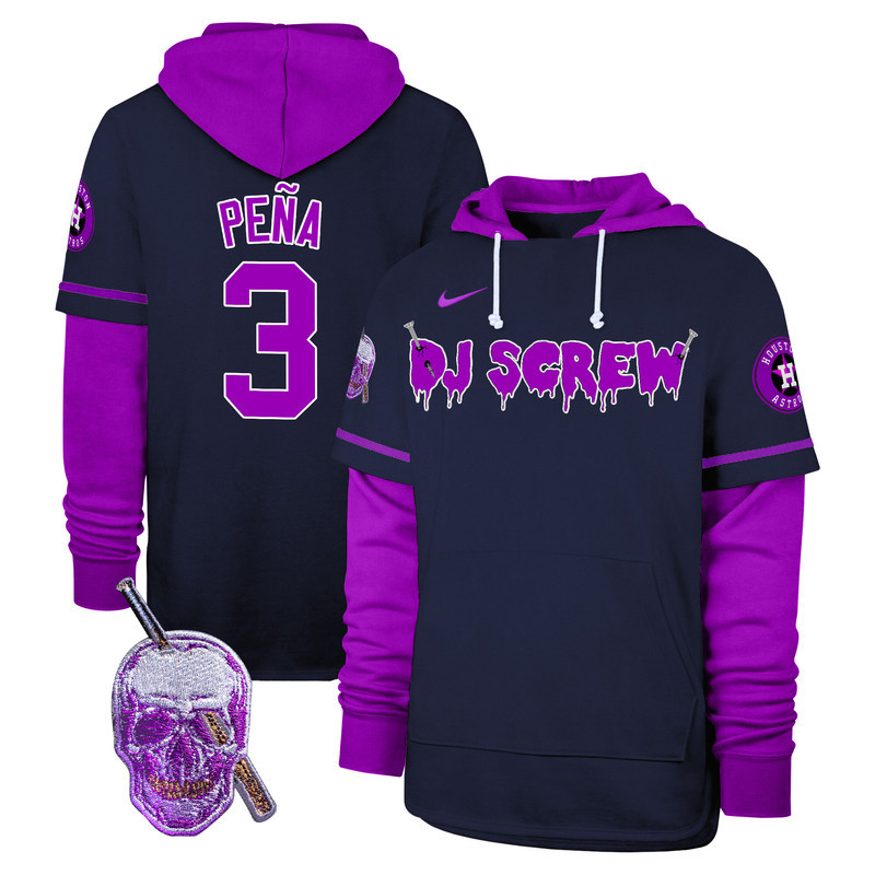 Men's Astros DJ Screw Shortstop Pullover Hoodie - All Stitched