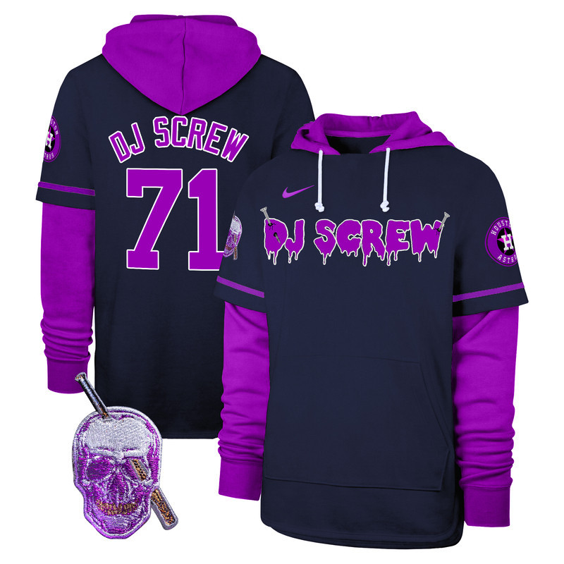 Men's Astros DJ Screw Shortstop Pullover Hoodie - All Stitched