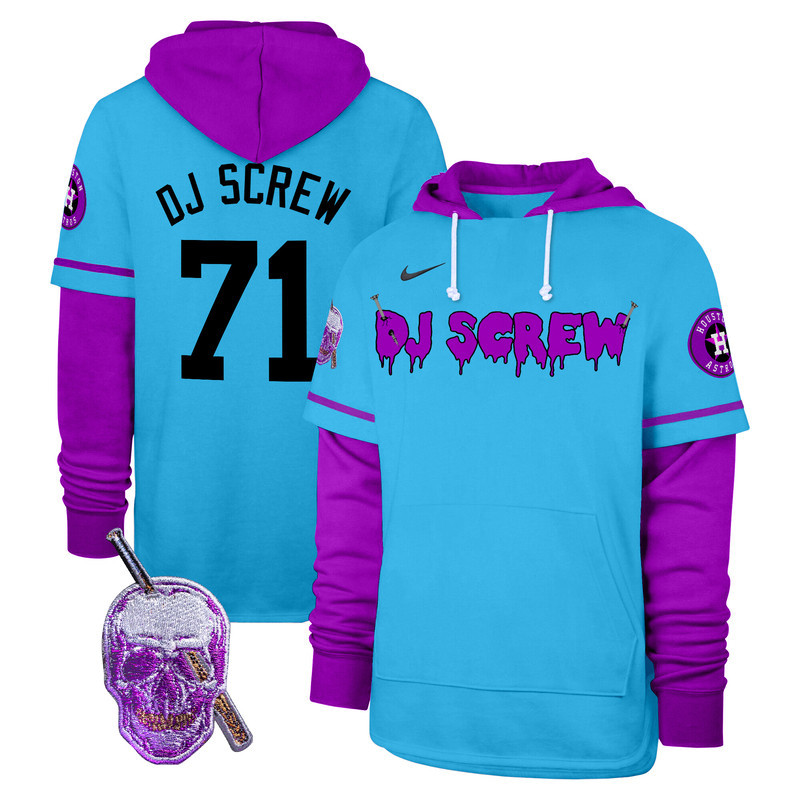 Men's Astros DJ Screw Shortstop Pullover Hoodie - All Stitched