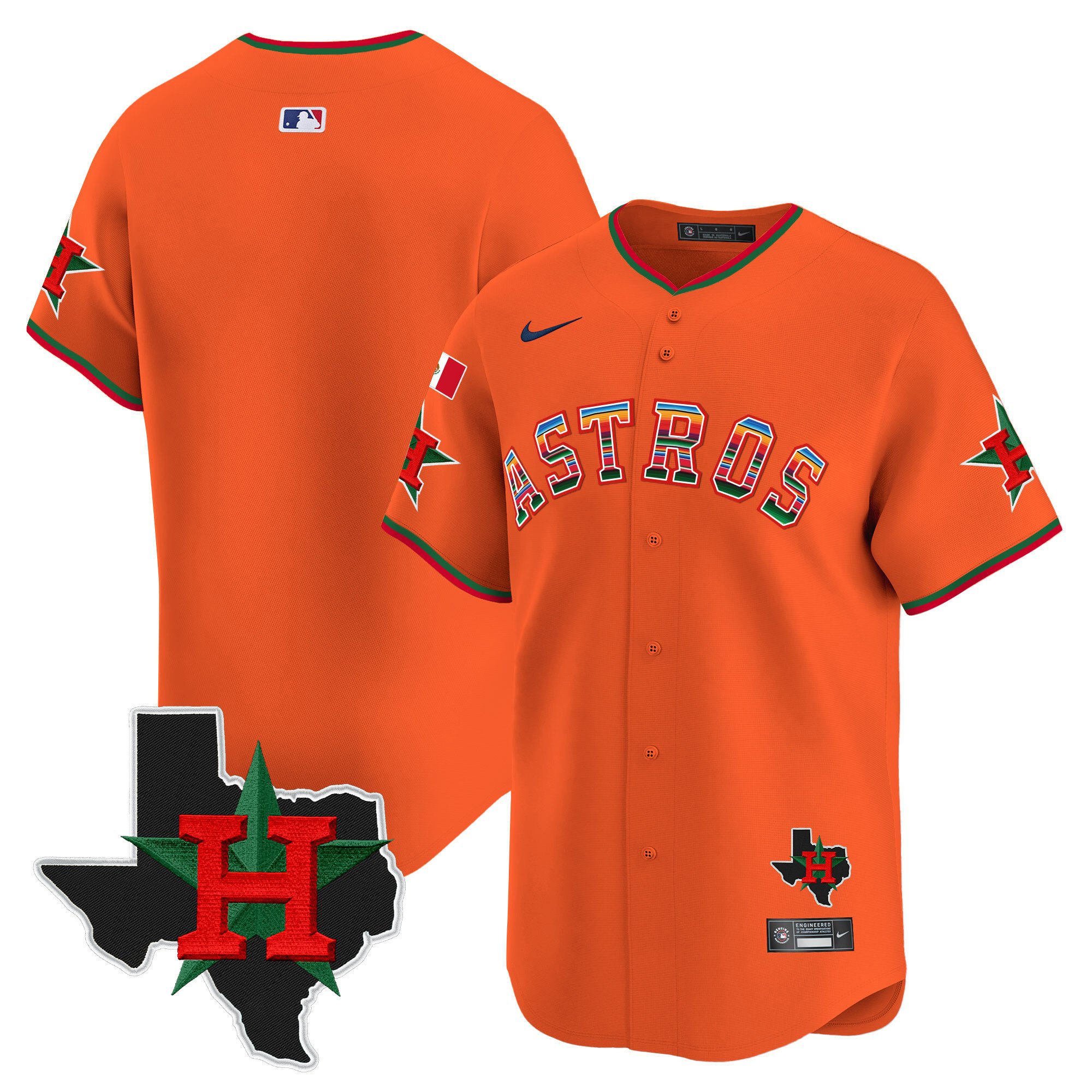 Men's Astros Mexico Texas Patch Vapor Premier Limited Jersey V2 - All Stitched
