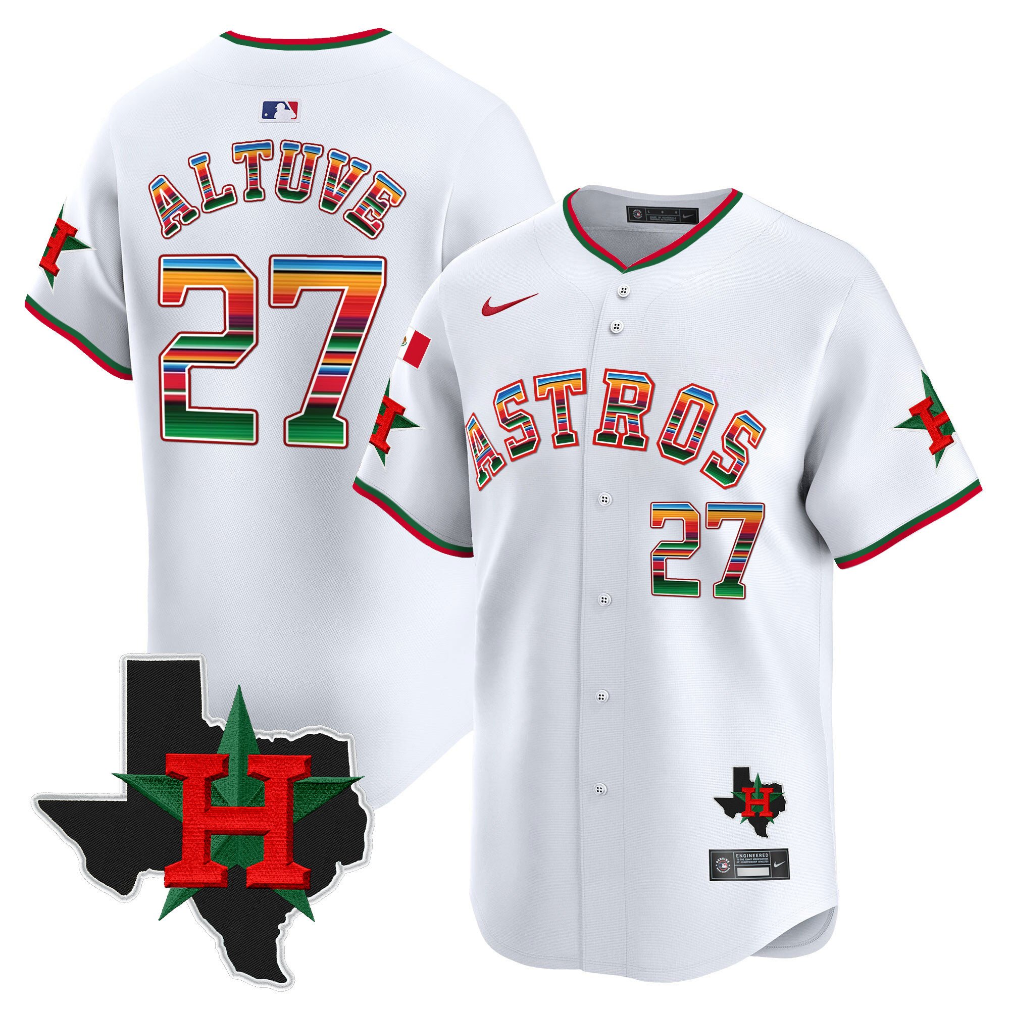Men's Astros Mexico Texas Patch Vapor Premier Limited Jersey V2 - All Stitched