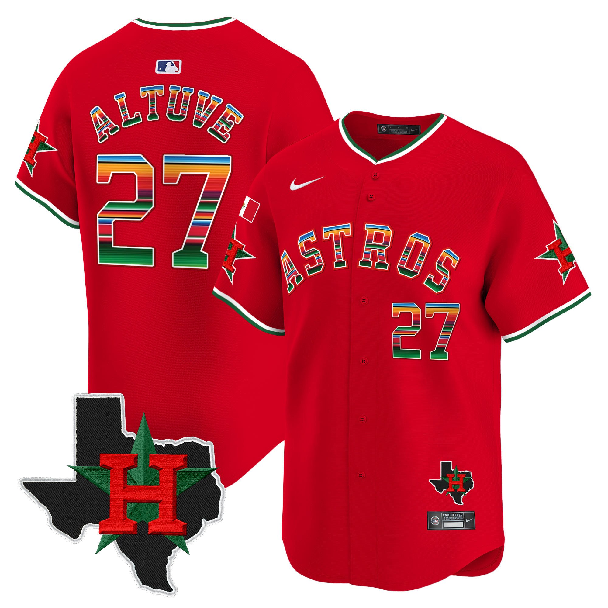 Men's Astros Mexico Texas Patch Vapor Premier Limited Jersey V2 - All Stitched