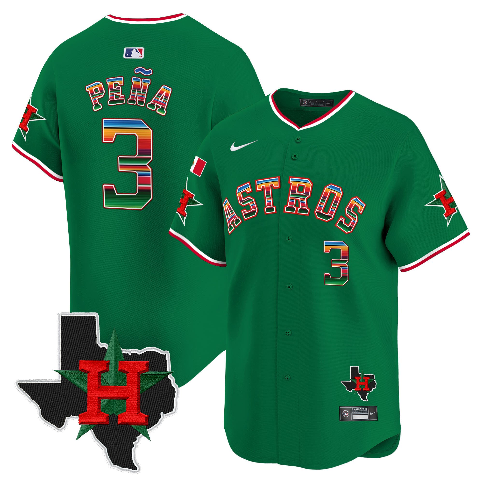 Men's Astros Mexico Texas Patch Vapor Premier Limited Jersey V2 - All Stitched