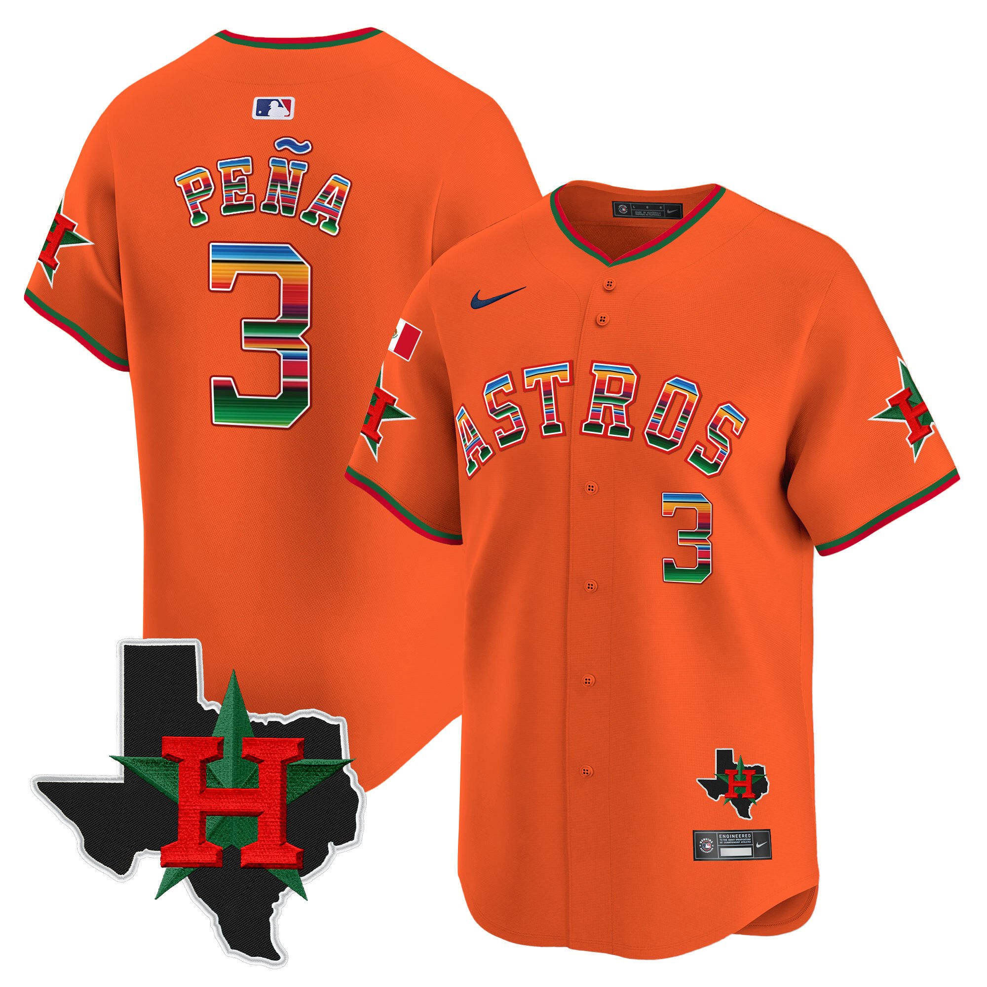 Men's Astros Mexico Texas Patch Vapor Premier Limited Jersey V2 - All Stitched