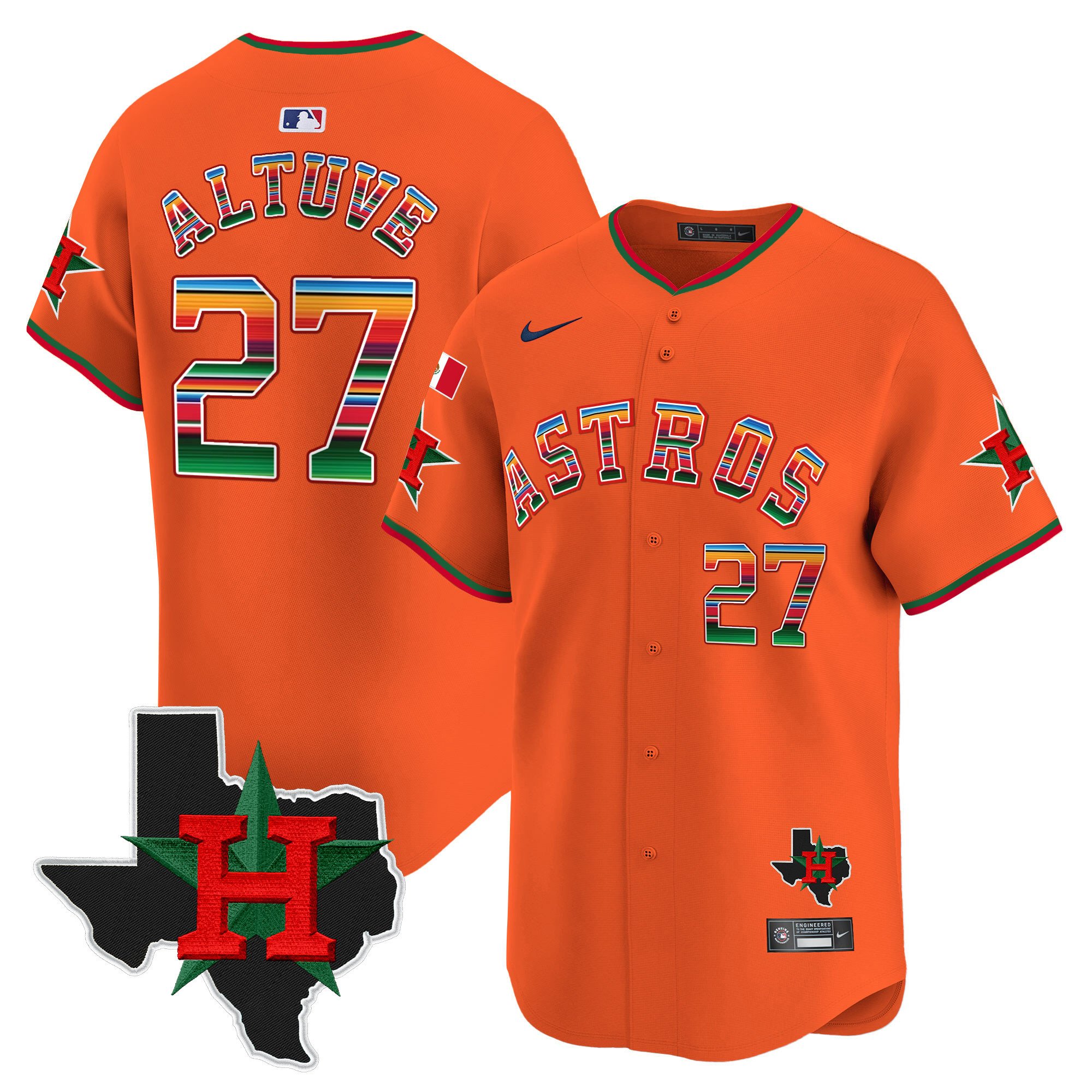 Men's Astros Mexico Texas Patch Vapor Premier Limited Jersey V2 - All Stitched