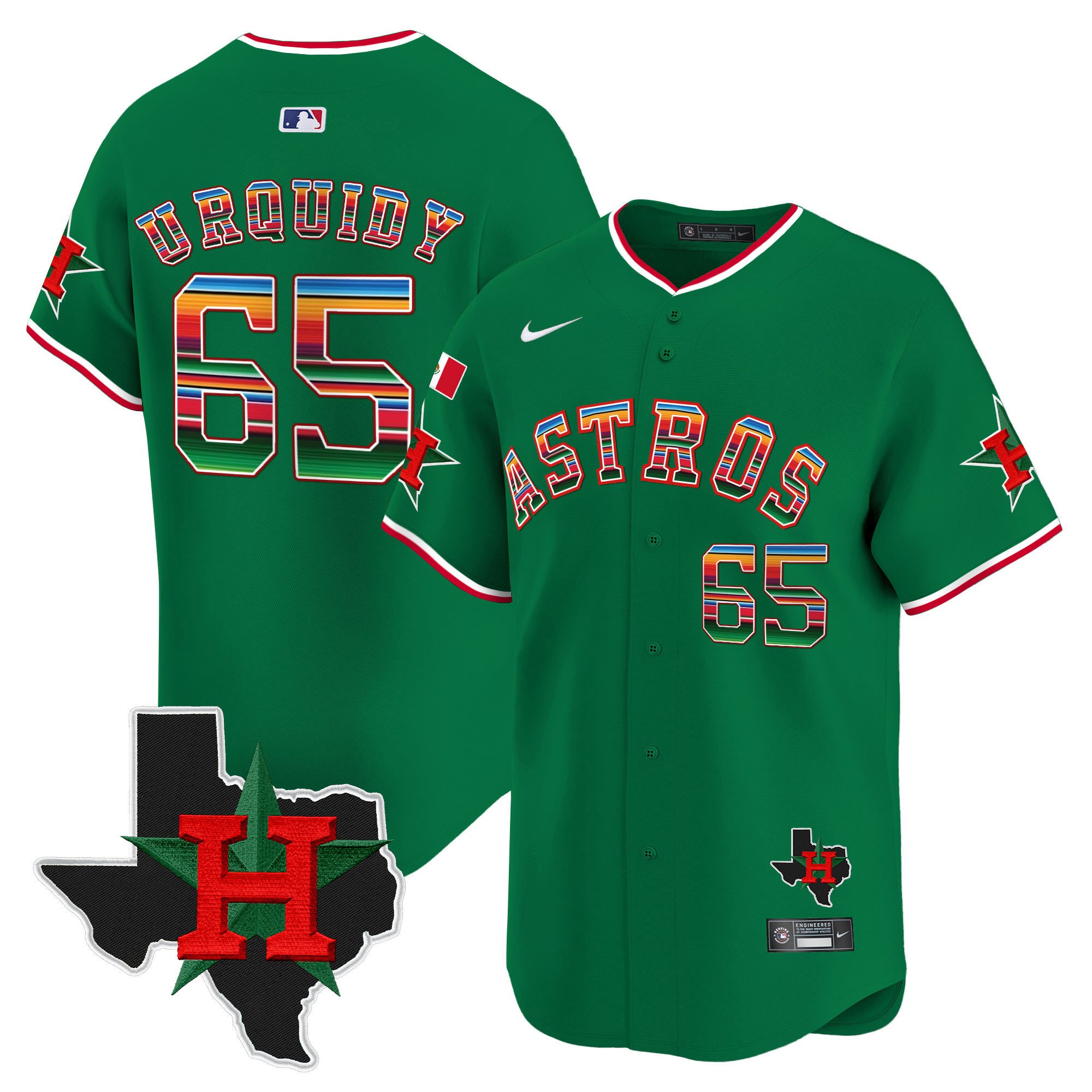 Men's Astros Mexico Texas Patch Vapor Premier Limited Jersey V2 - All Stitched