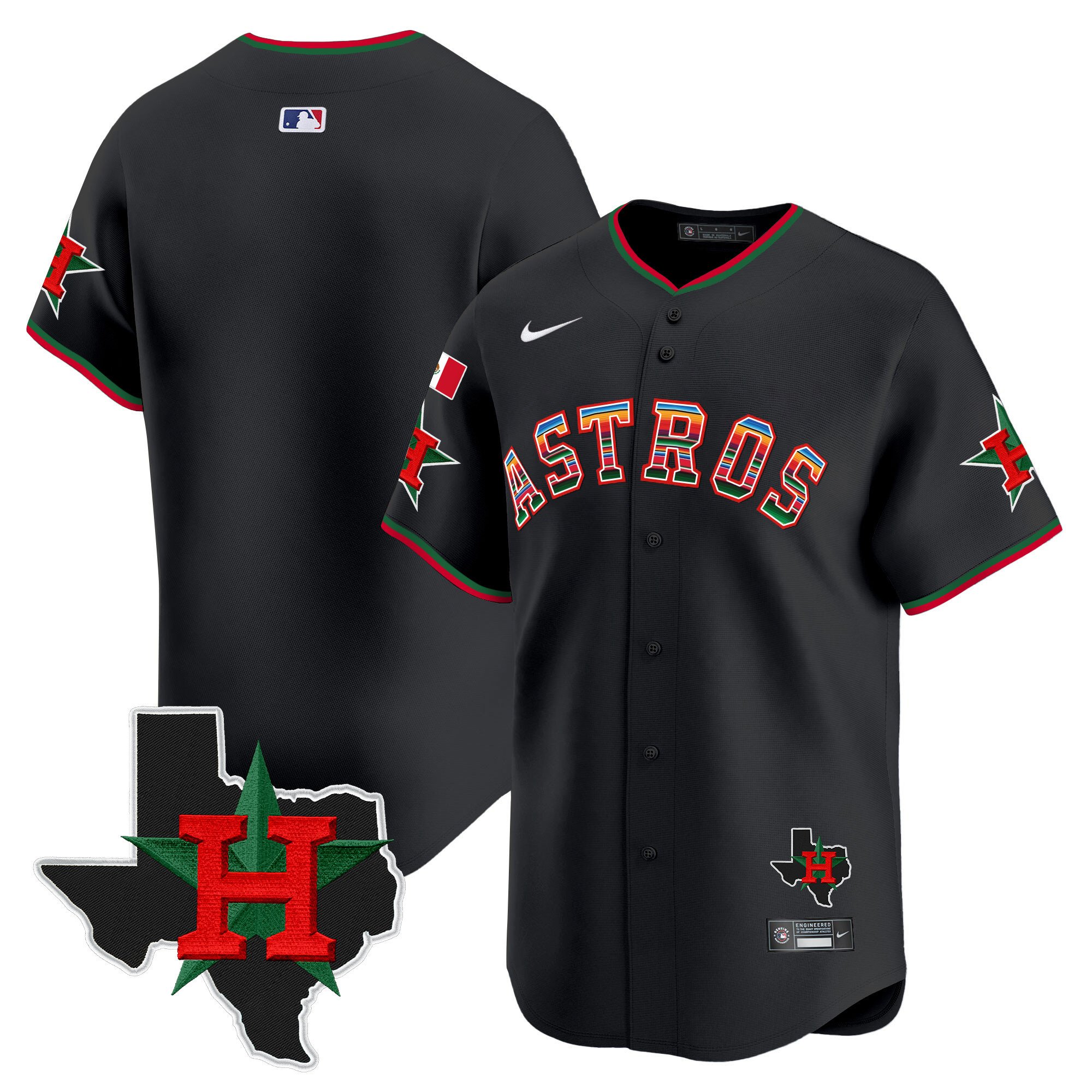Men's Astros Mexico Texas Patch Vapor Premier Limited Jersey V2 - All Stitched