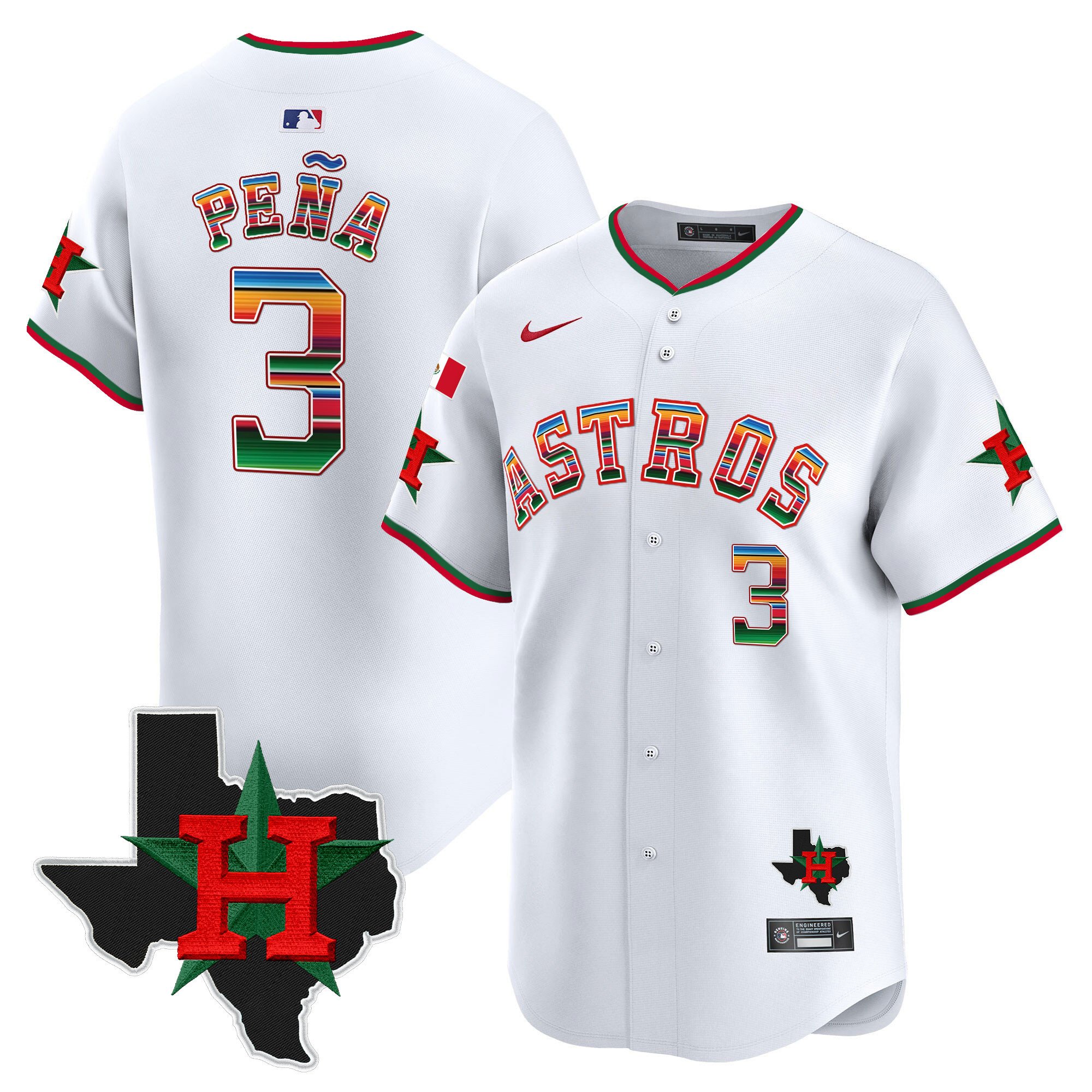 Men's Astros Mexico Texas Patch Vapor Premier Limited Jersey V2 - All Stitched