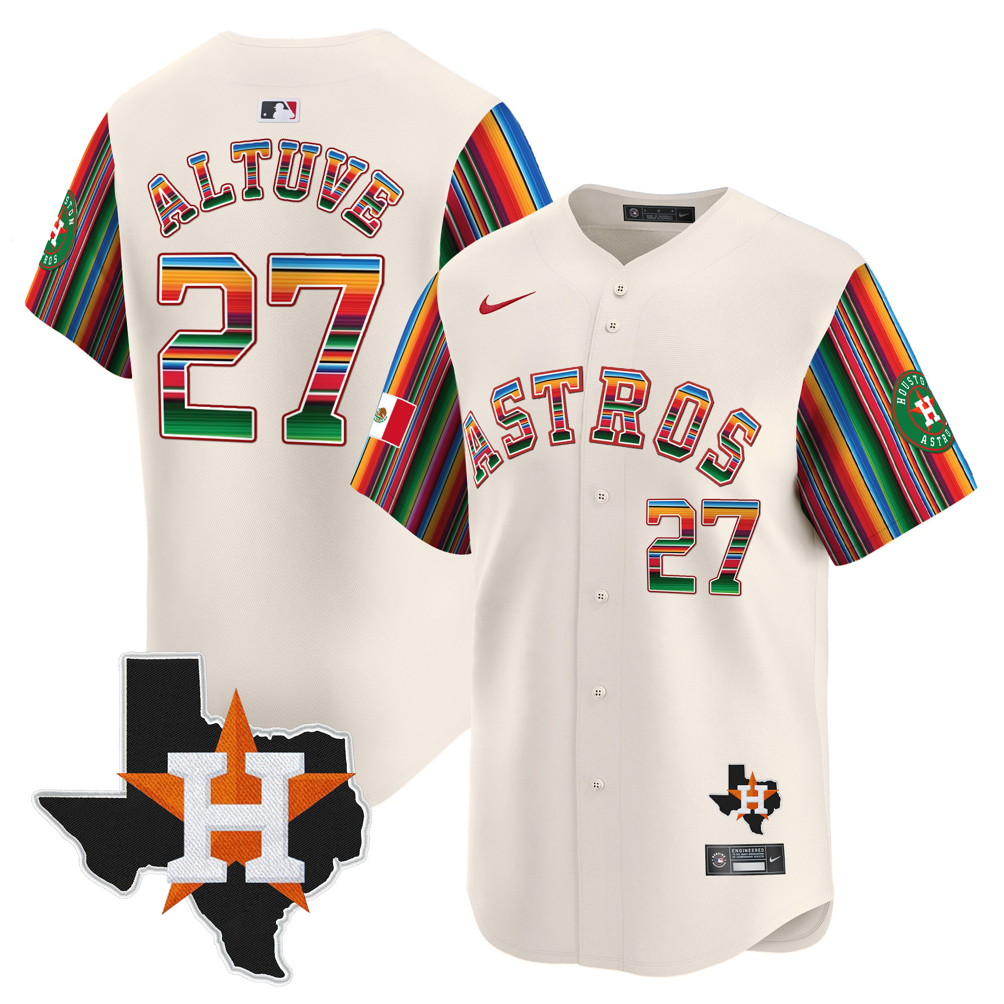 Men's Astros Mexico Texas Patch Vapor Premier Limited Jersey V5 - All Stitched