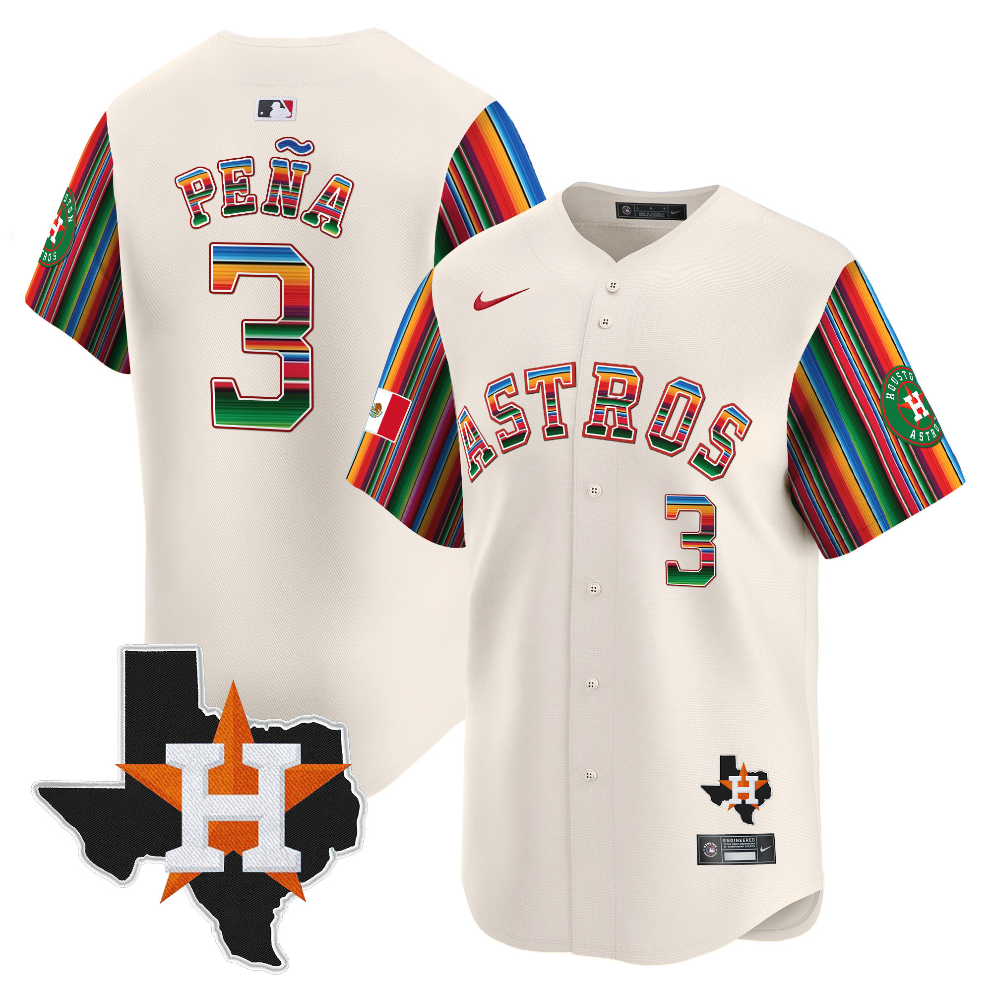 Men's Astros Mexico Texas Patch Vapor Premier Limited Jersey V5 - All Stitched