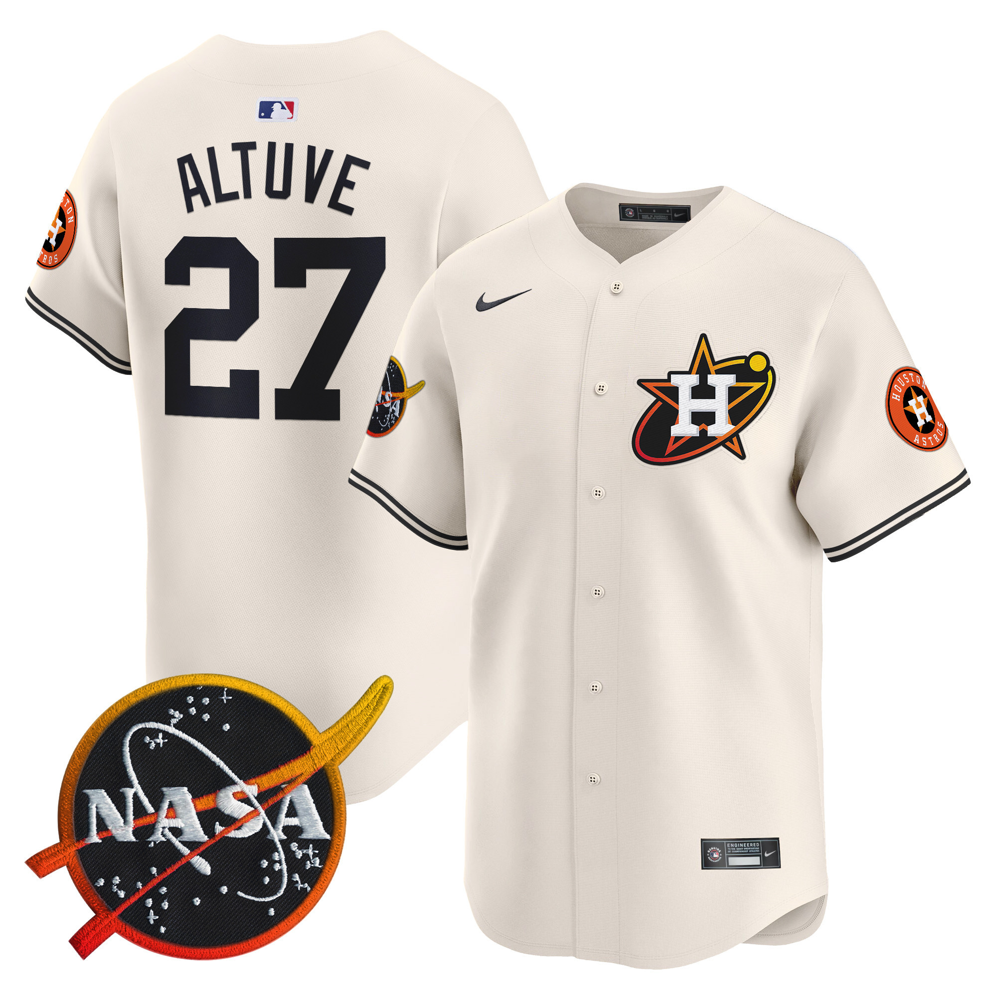 Men's Astros Nasa Patch Vapor Premier Limited Jersey - All Stitched