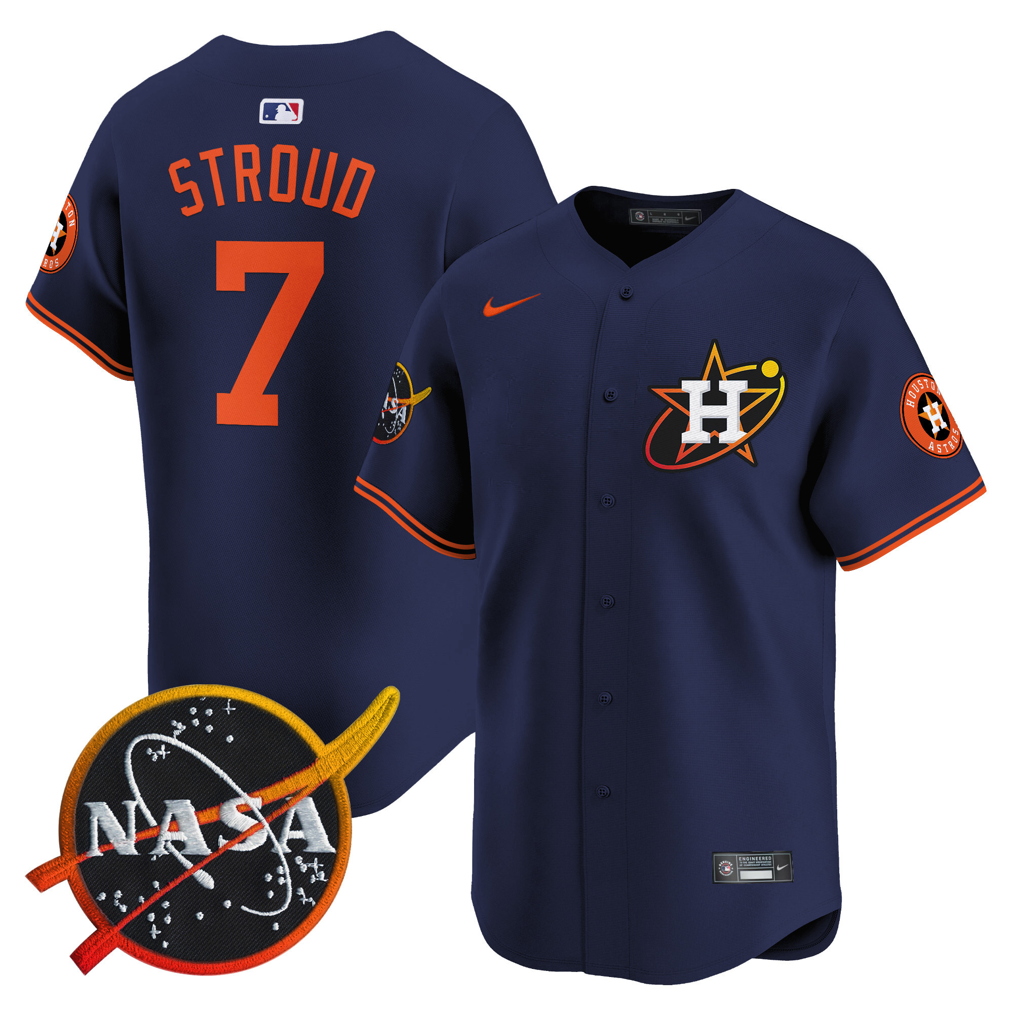 Men's Astros Nasa Patch Vapor Premier Limited Jersey - All Stitched