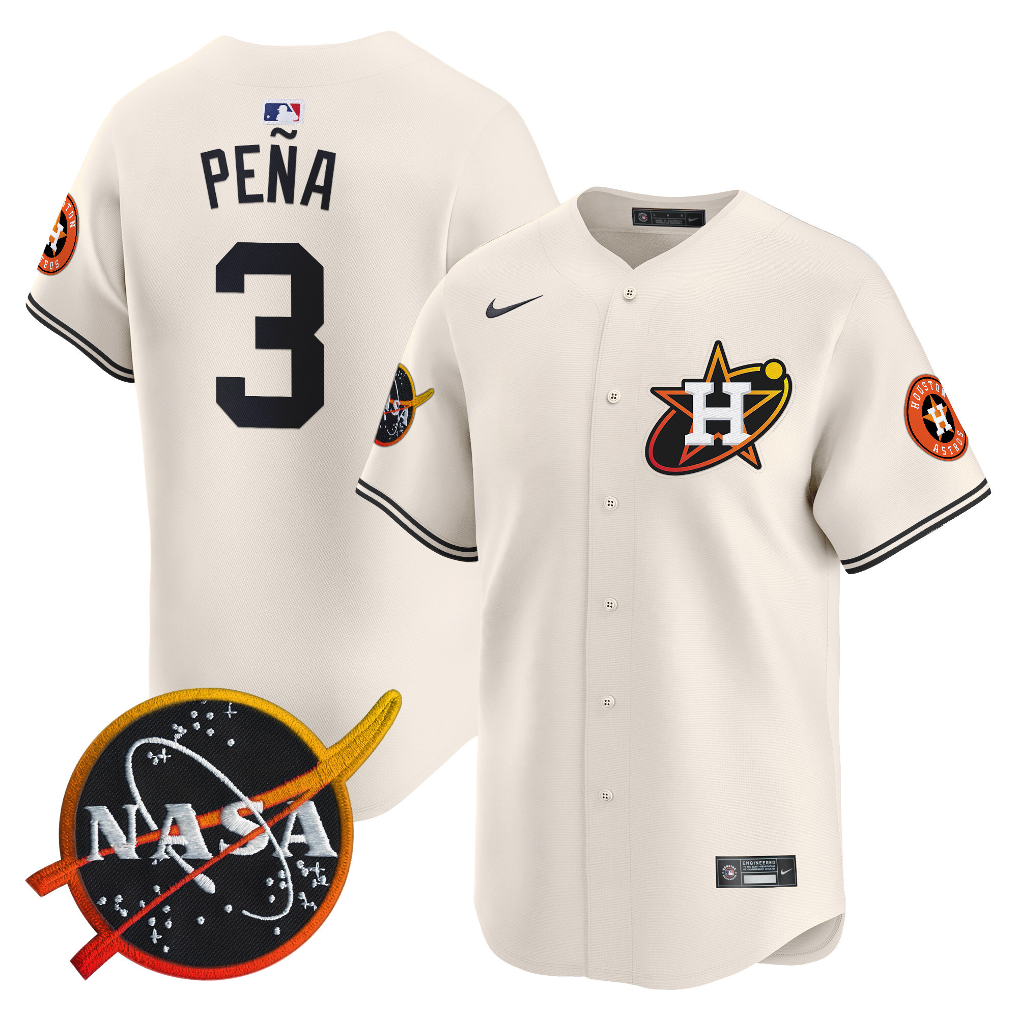Men's Astros Nasa Patch Vapor Premier Limited Jersey - All Stitched
