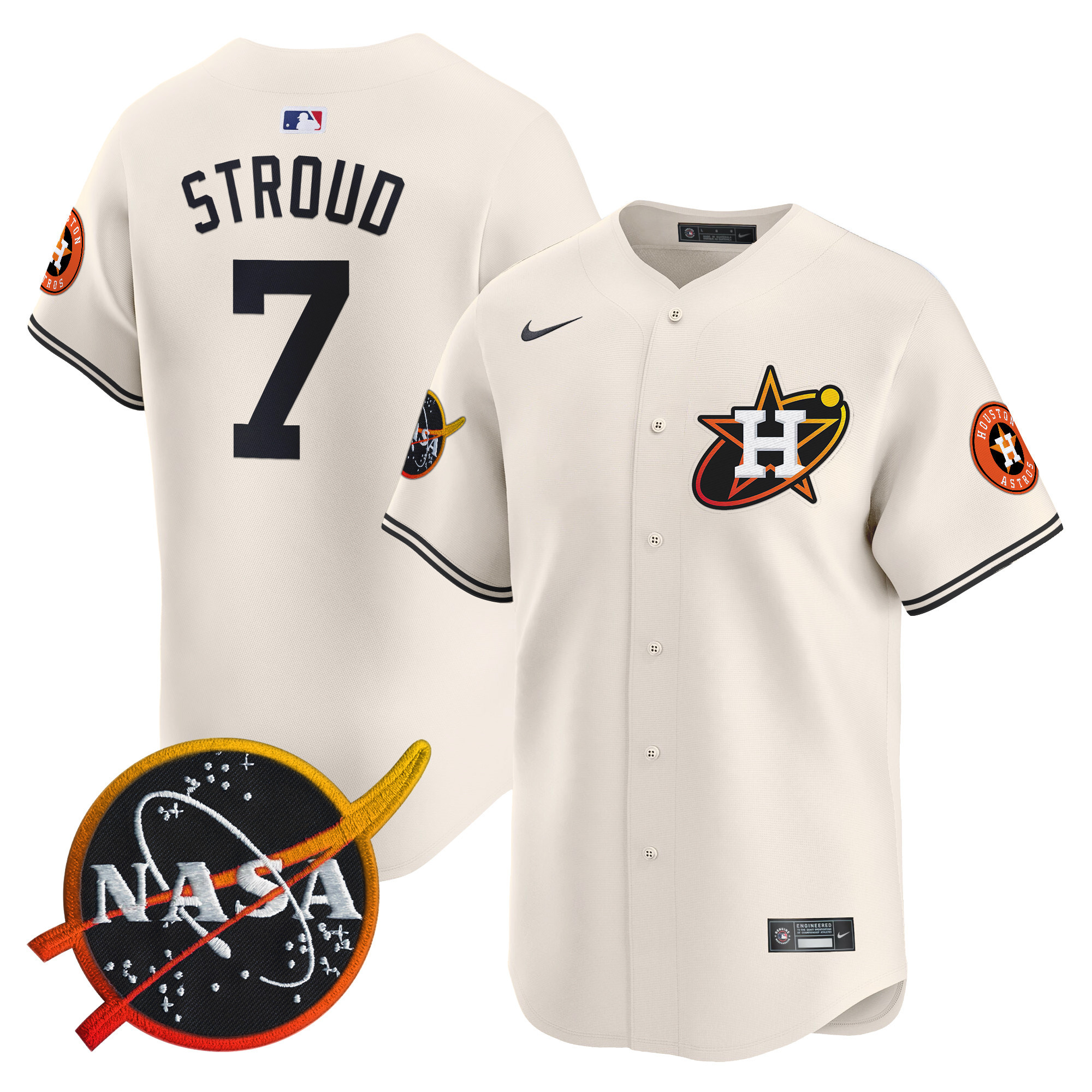 Men's Astros Nasa Patch Vapor Premier Limited Jersey - All Stitched