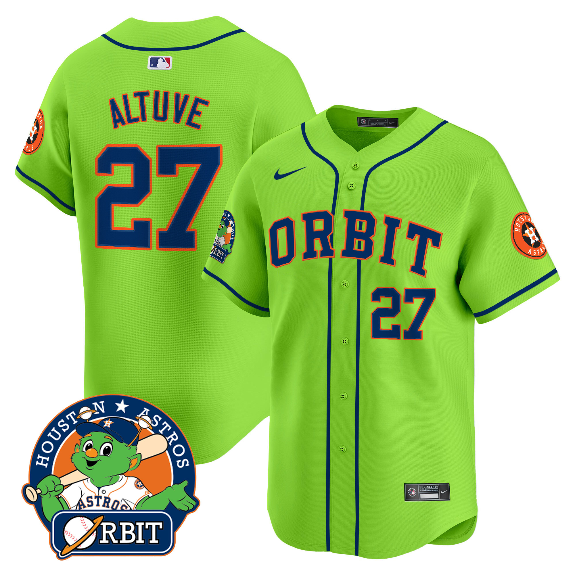 Men's Astros Orbit Patch Vapor Premier Limited Jersey - All Stitched