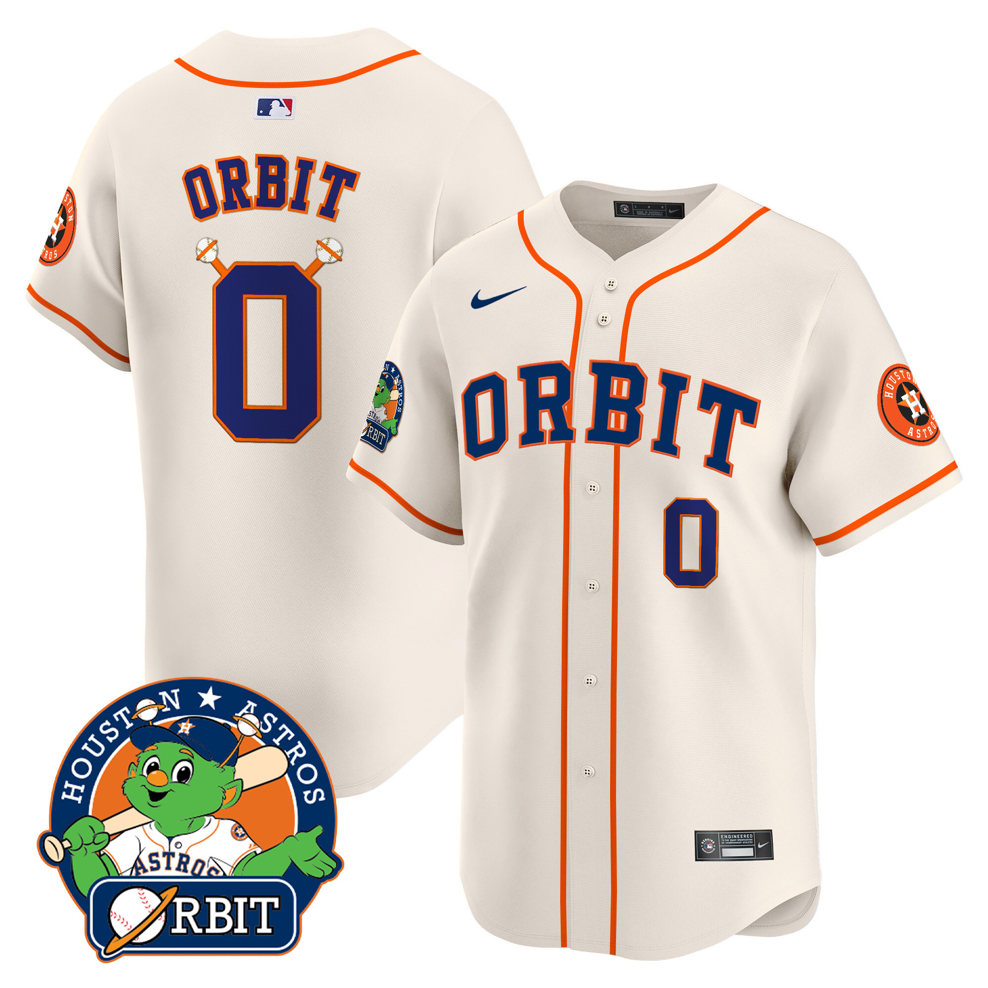 Men's Astros Orbit Patch Vapor Premier Limited Jersey - All Stitched