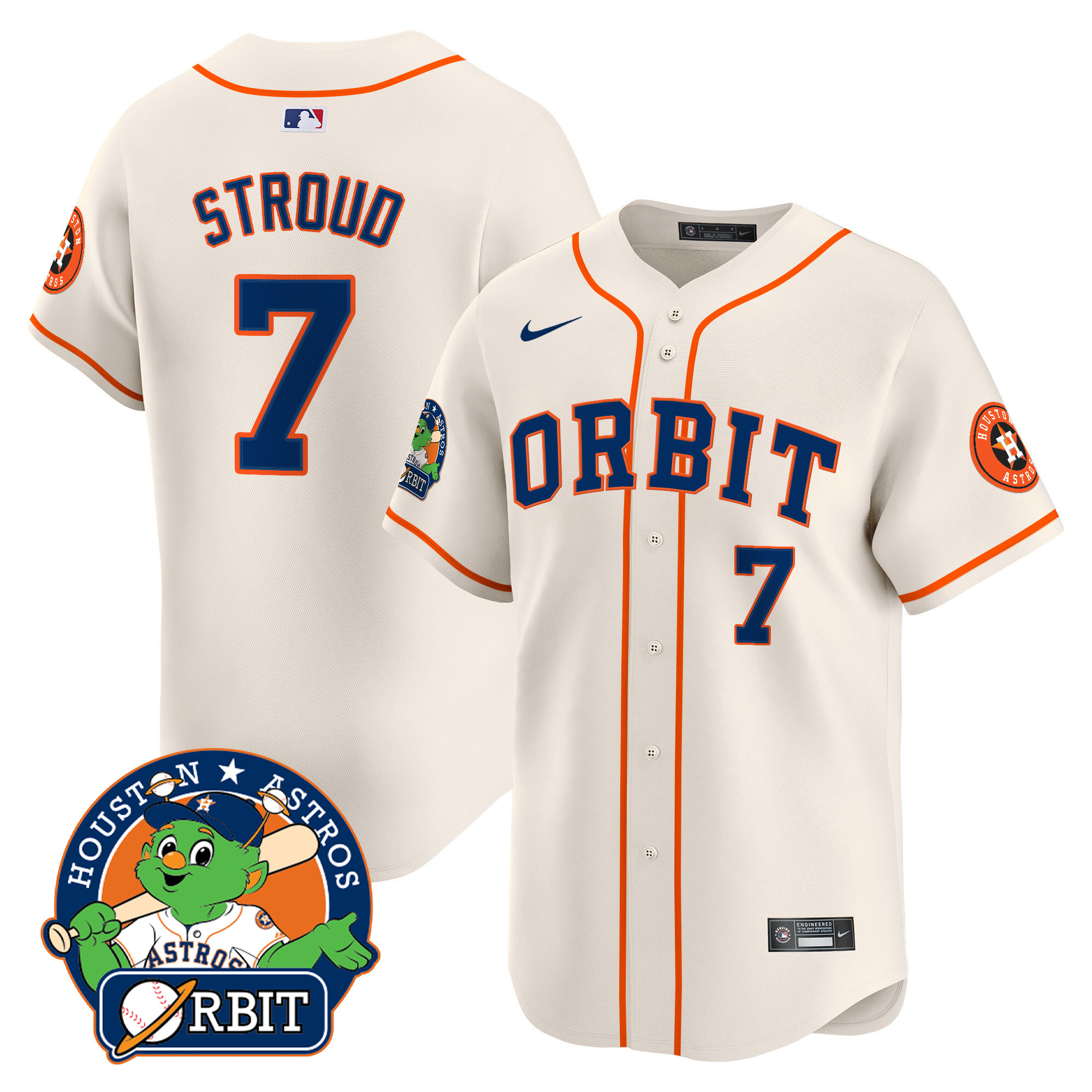 Men's Astros Orbit Patch Vapor Premier Limited Jersey - All Stitched