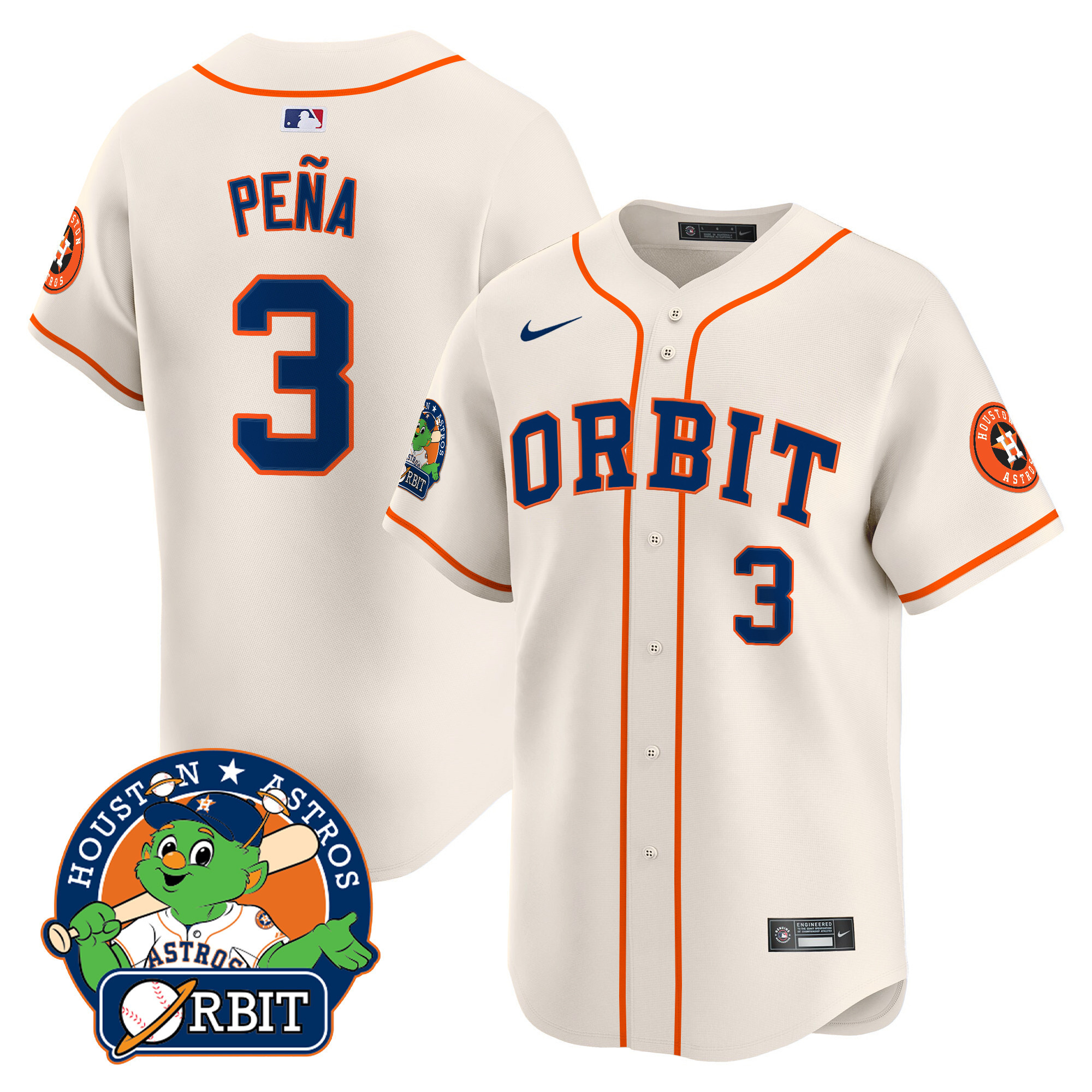 Men's Astros Orbit Patch Vapor Premier Limited Jersey - All Stitched
