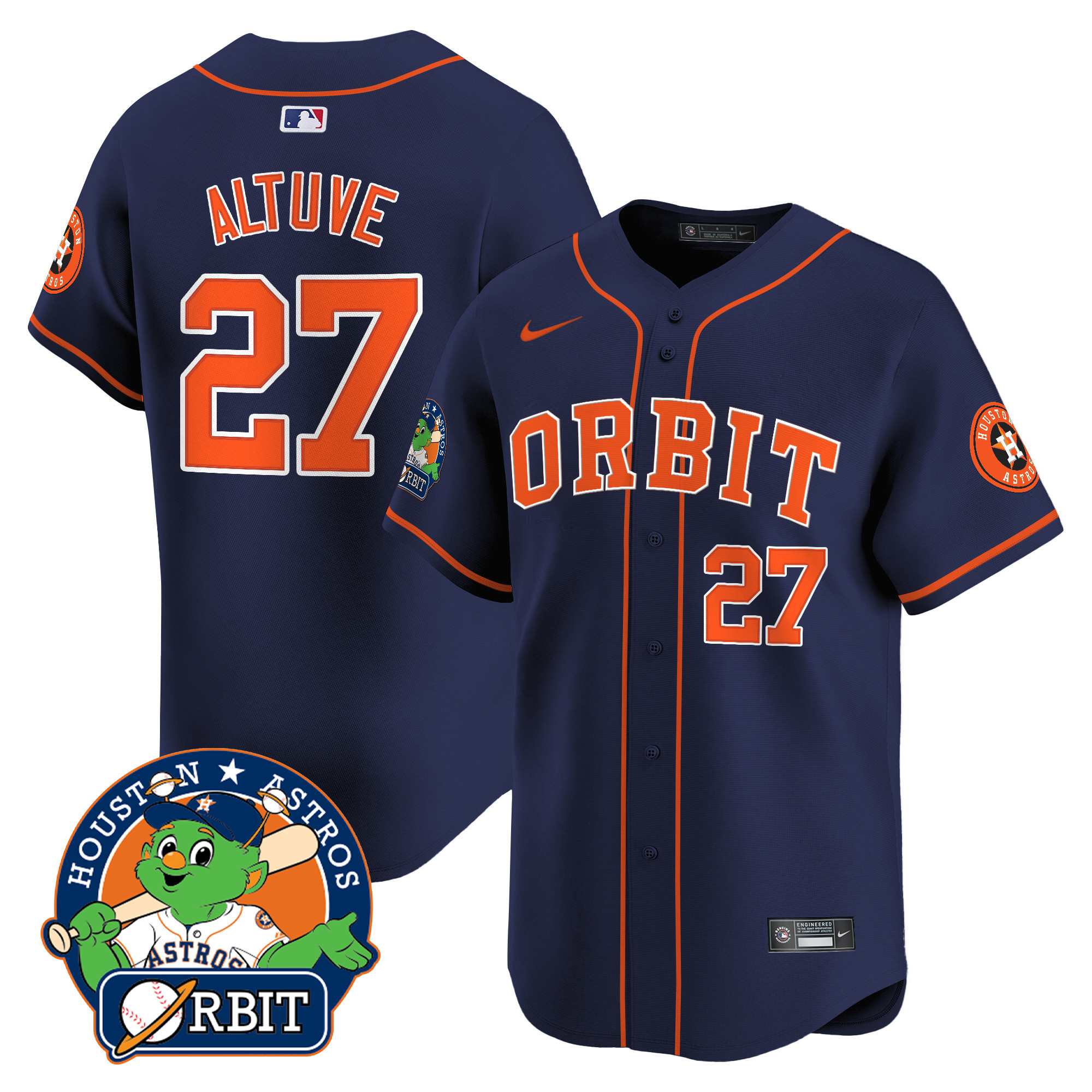 Men's Astros Orbit Patch Vapor Premier Limited Jersey - All Stitched