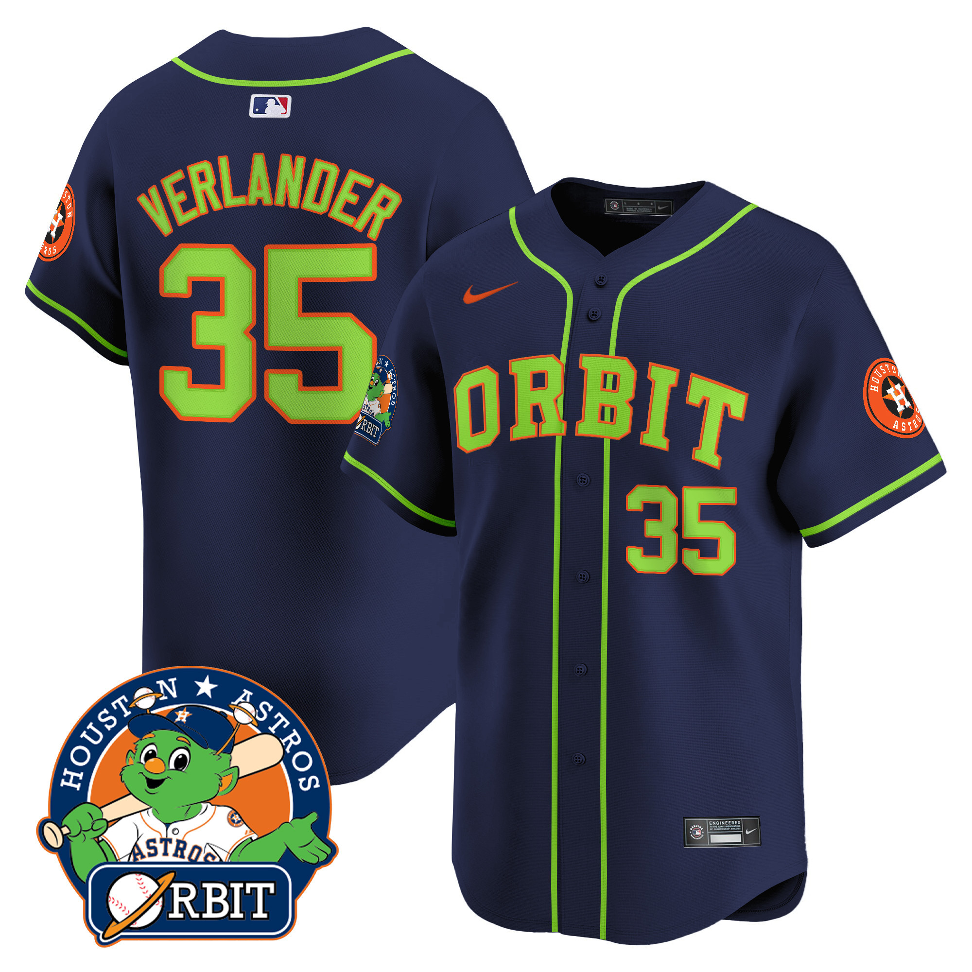 Men's Astros Orbit Patch Vapor Premier Limited Jersey - All Stitched