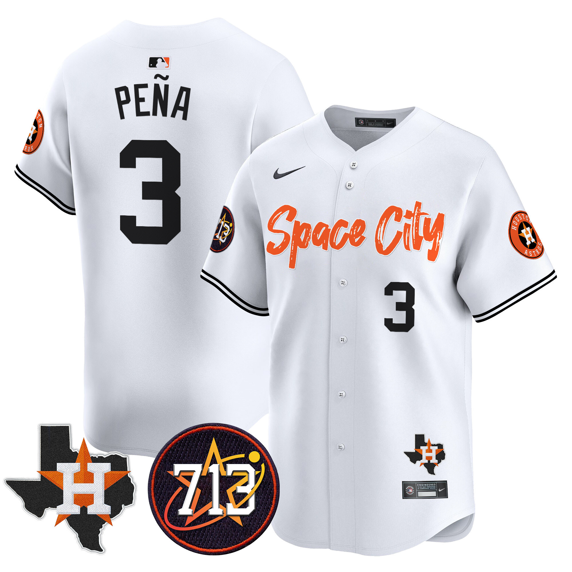 Men's Astros Space City 713 Patch Vapor Premier Limited Jersey V2 - All Stitched