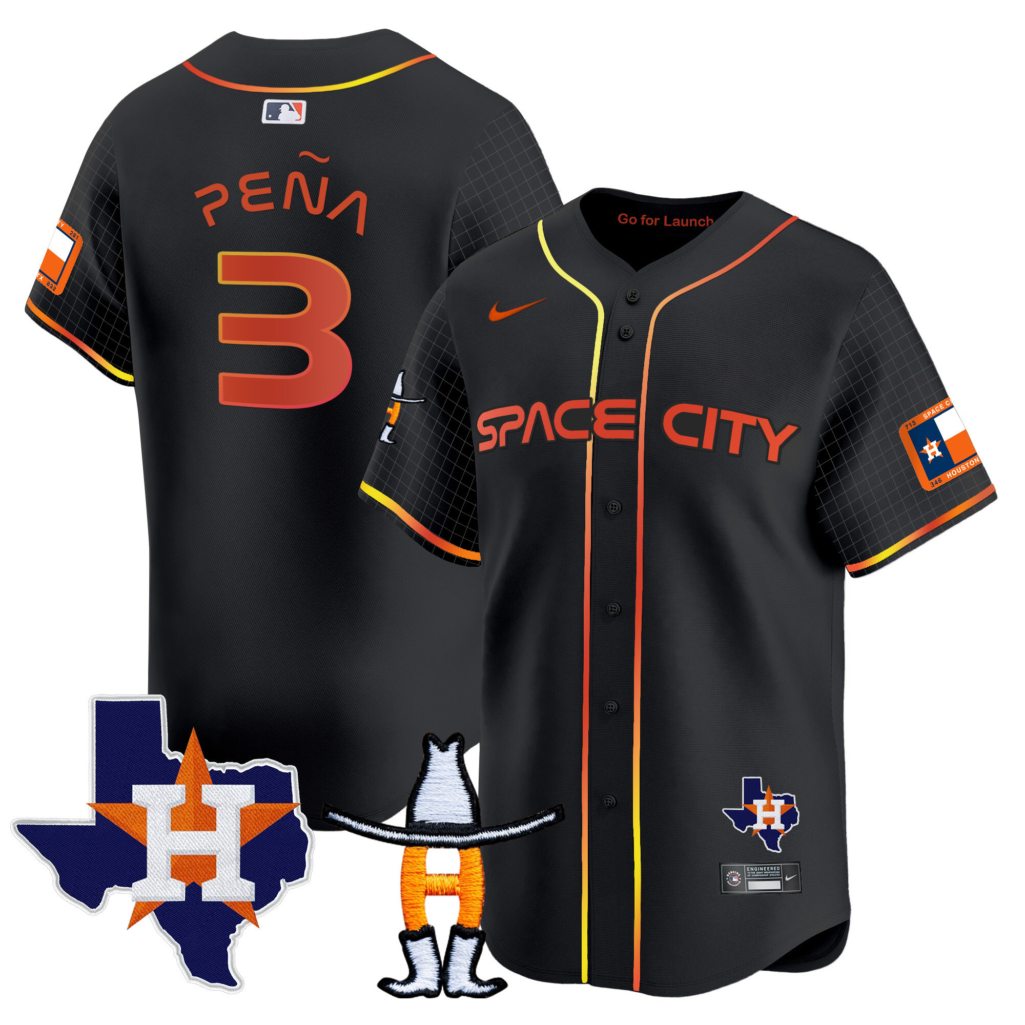 Men's Astros Space City Texas Patch Vapor Premier Limited Jersey - All Stitched