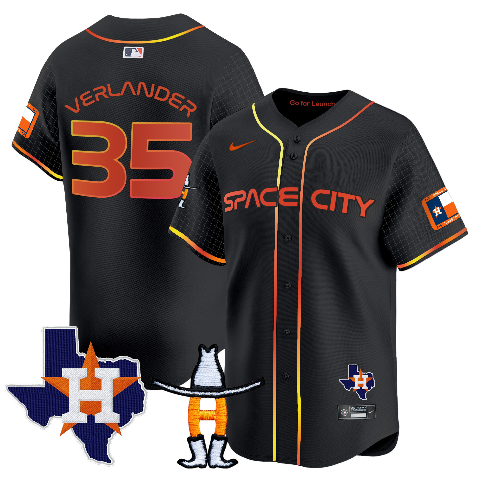 Men's Astros Space City Texas Patch Vapor Premier Limited Jersey - All Stitched