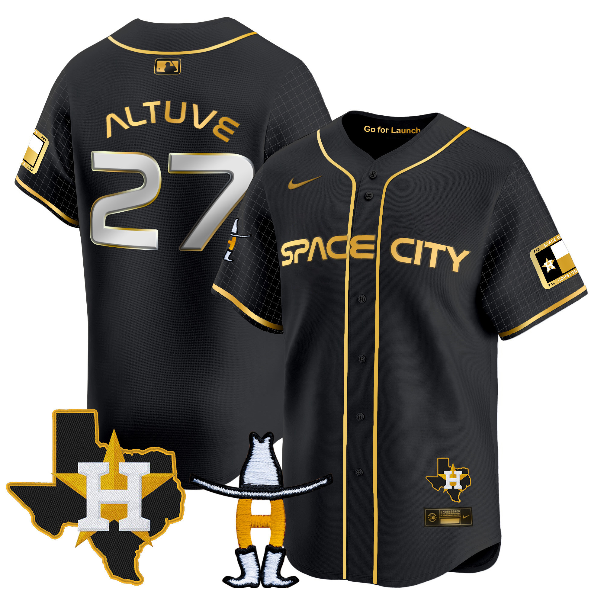 Men's Astros Space City Texas Patch Vapor Premier Limited Jersey - All Stitched