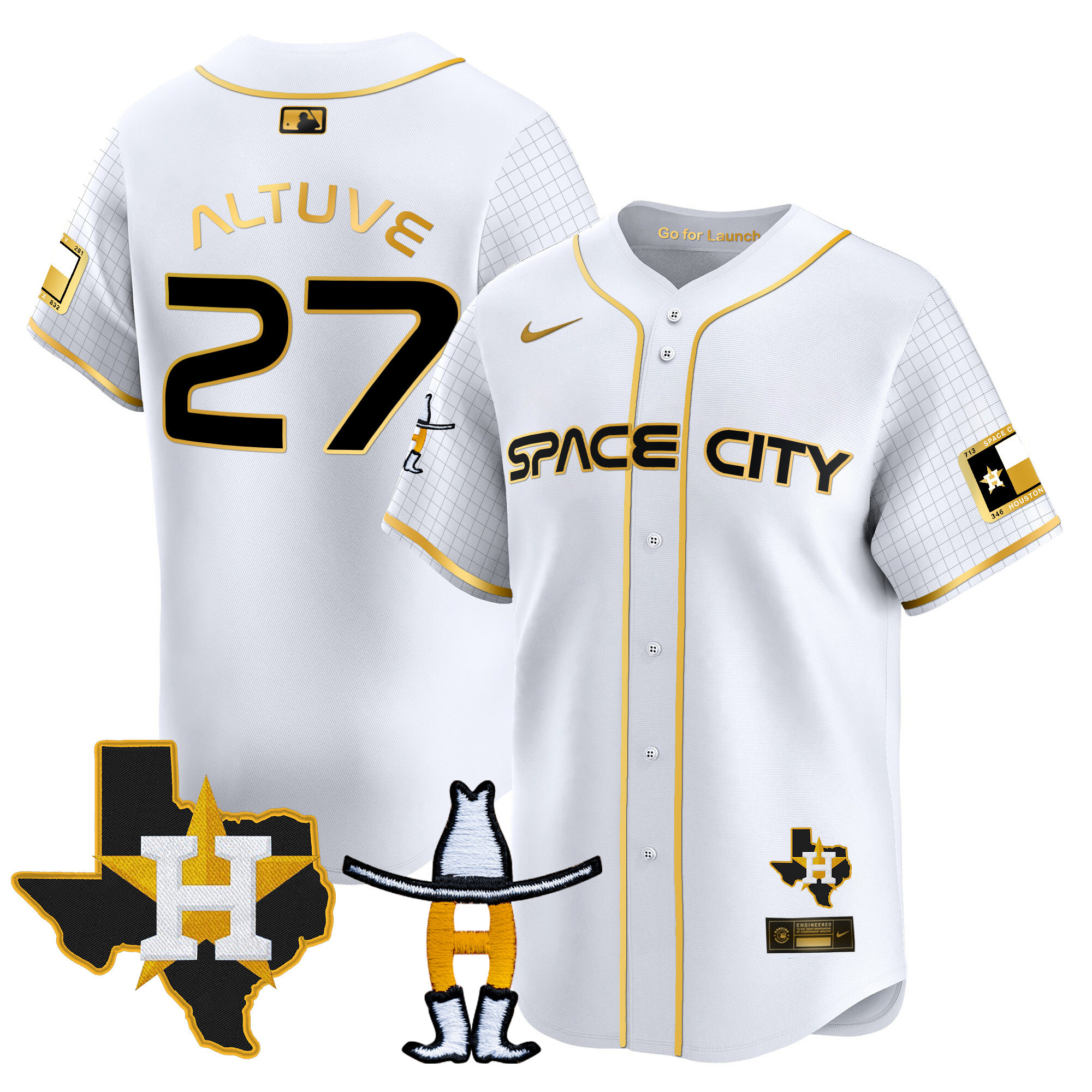 Men's Astros Space City Texas Patch Vapor Premier Limited Jersey - All Stitched