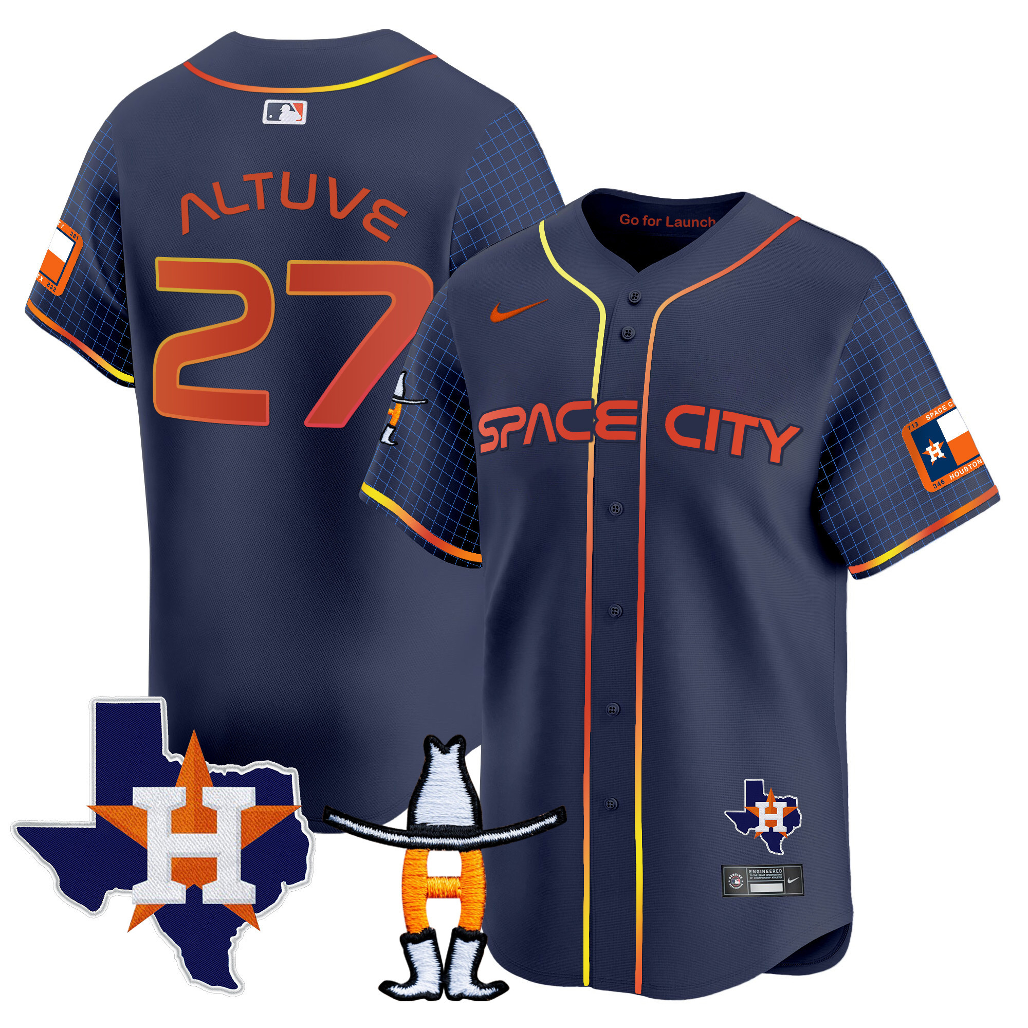 Men's Astros Space City Texas Patch Vapor Premier Limited Jersey - All Stitched