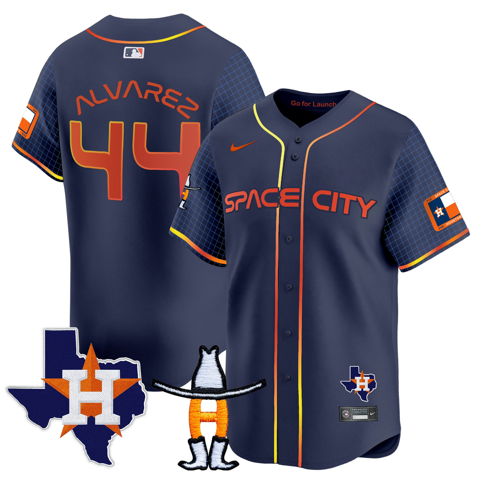 Men's Astros Space City Texas Patch Vapor Premier Limited Jersey - All Stitched