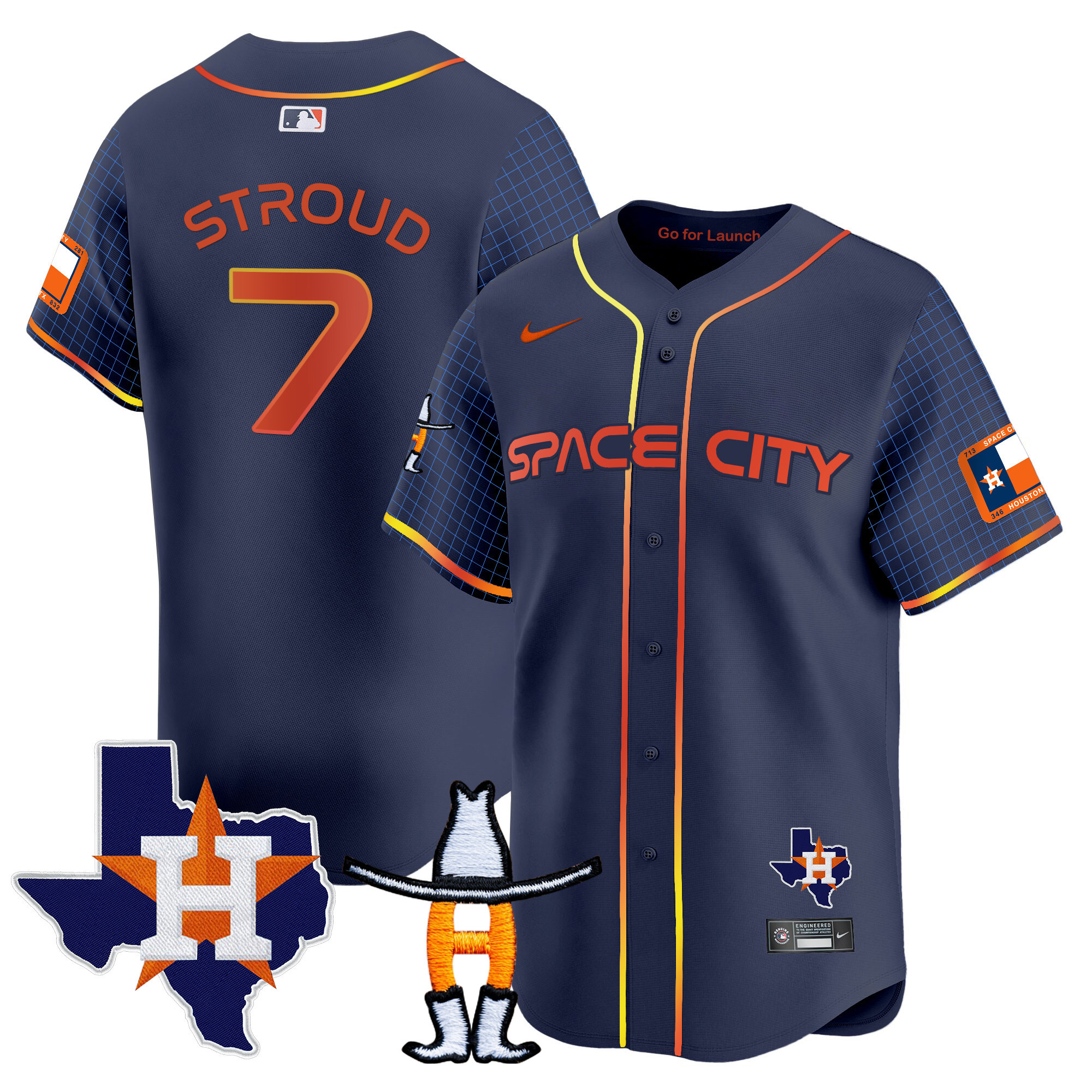 Men's Astros Space City Texas Patch Vapor Premier Limited Jersey - All Stitched