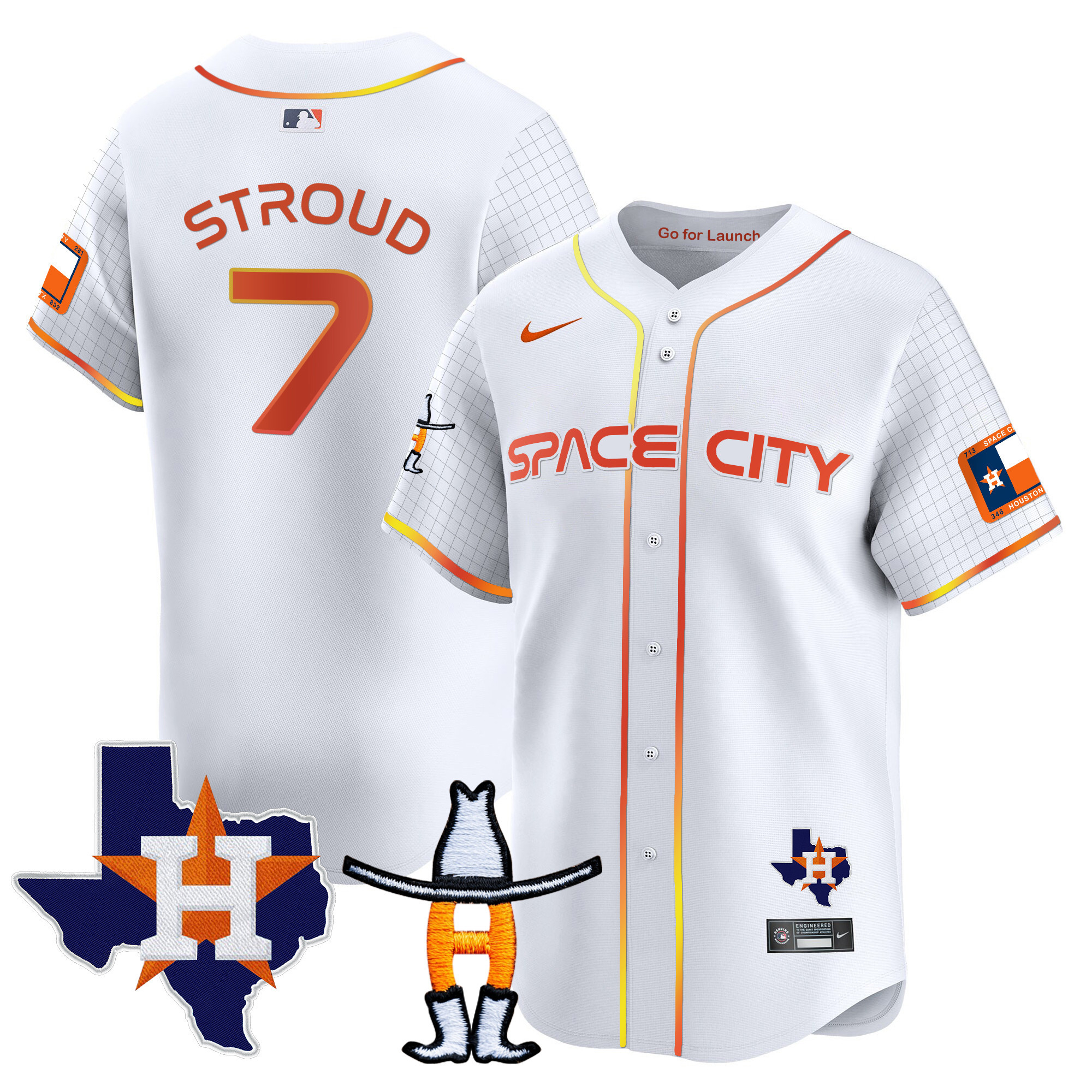 Men's Astros Space City Texas Patch Vapor Premier Limited Jersey - All Stitched