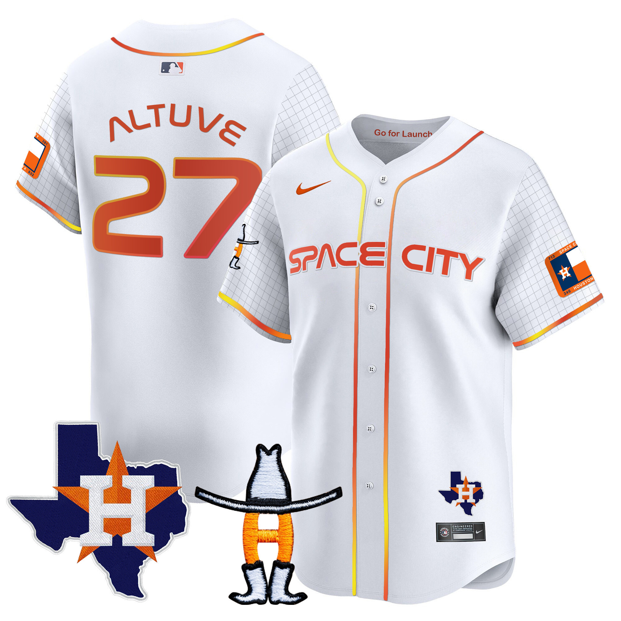 Men's Astros Space City Texas Patch Vapor Premier Limited Jersey - All Stitched
