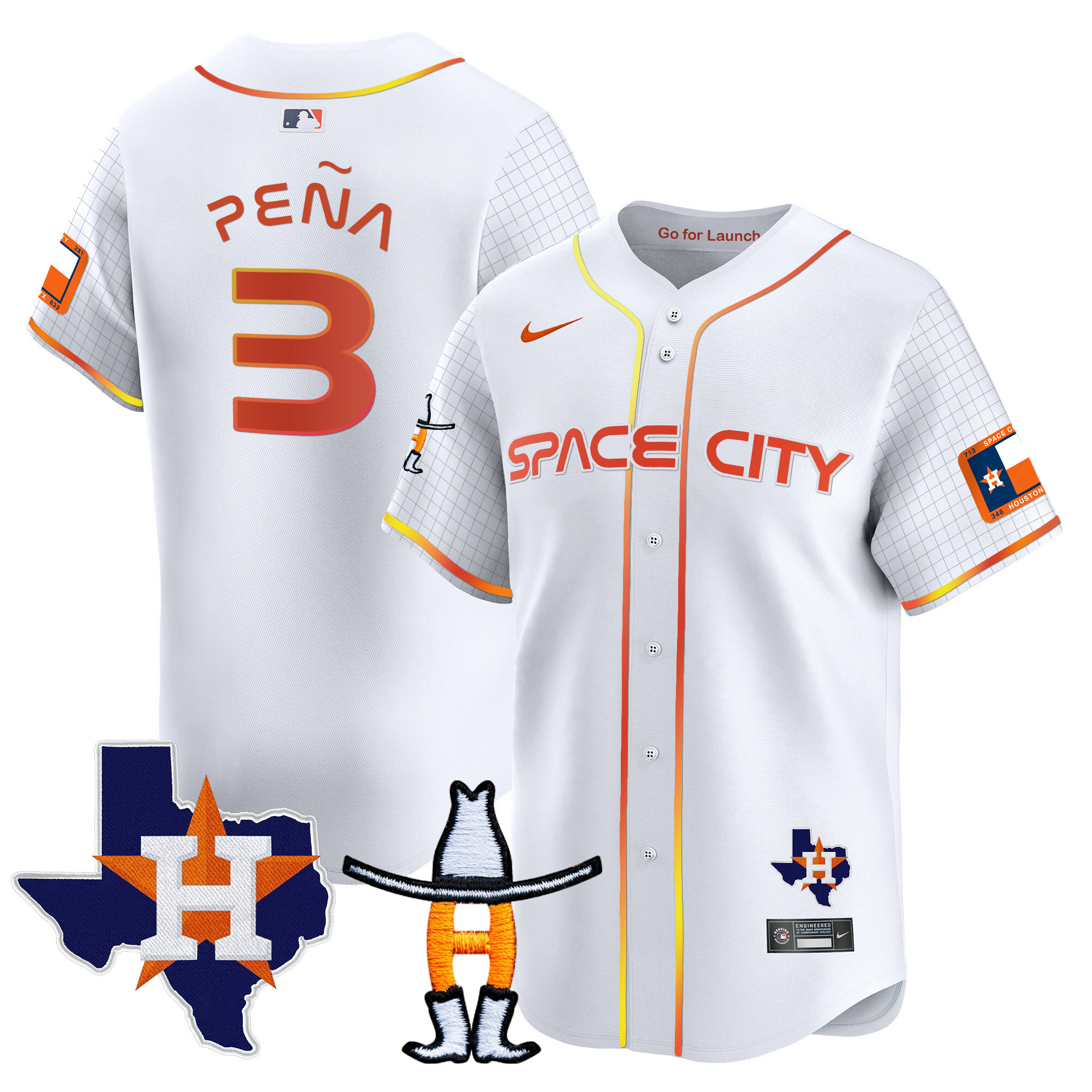 Men's Astros Space City Texas Patch Vapor Premier Limited Jersey - All Stitched