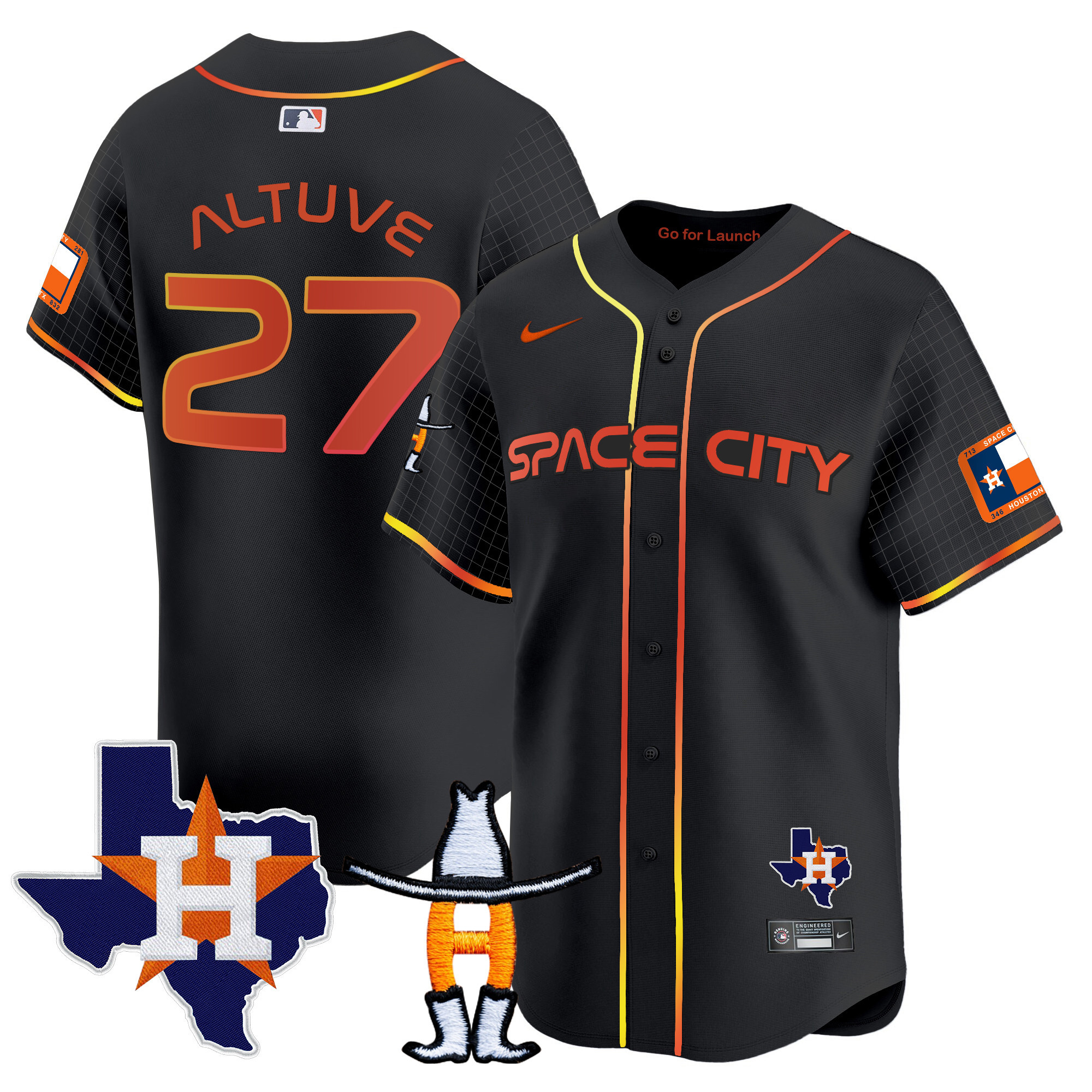 Men's Astros Space City Texas Patch Vapor Premier Limited Jersey - All Stitched