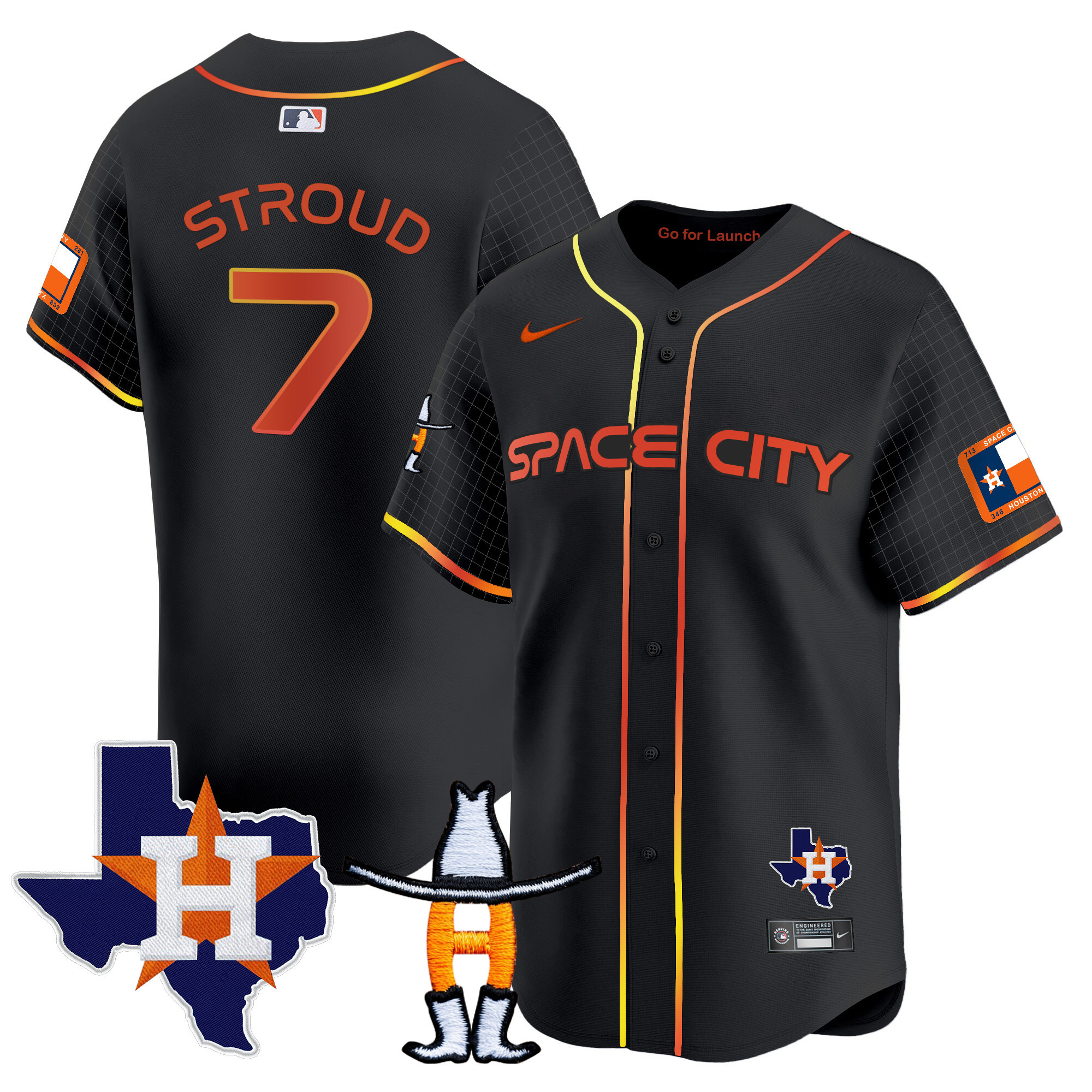Men's Astros Space City Texas Patch Vapor Premier Limited Jersey - All Stitched