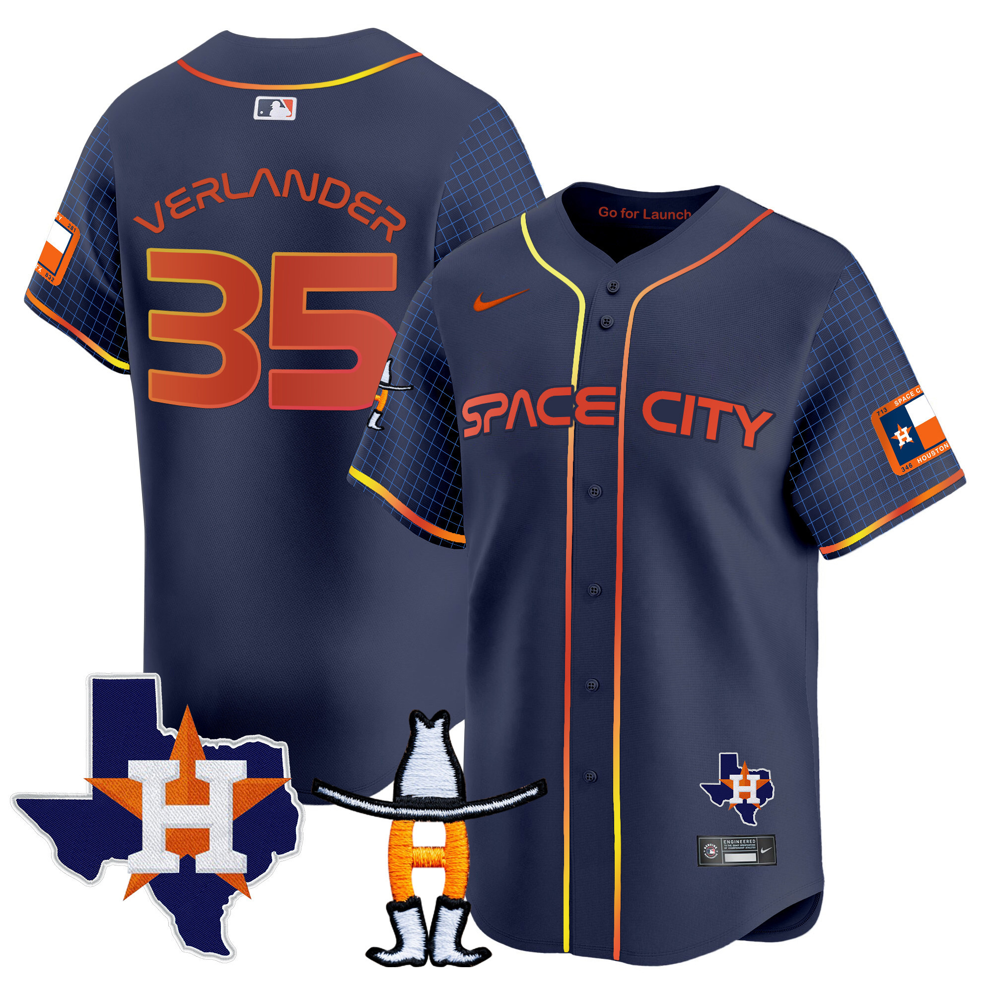 Men's Astros Space City Texas Patch Vapor Premier Limited Jersey - All Stitched