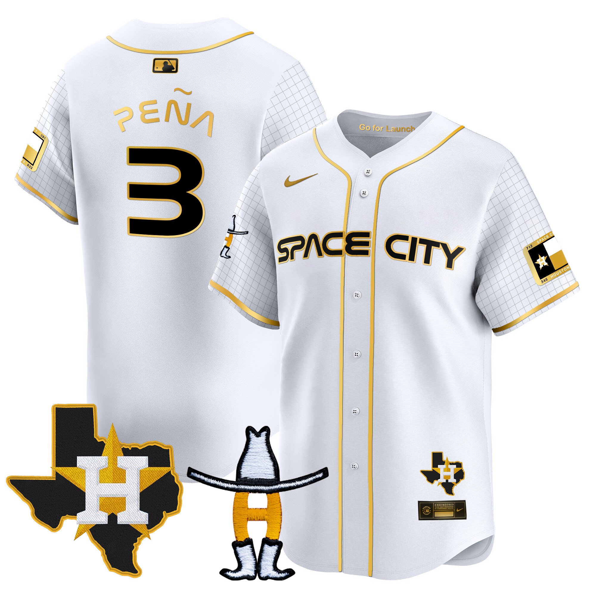 Men's Astros Space City Texas Patch Vapor Premier Limited Jersey - All Stitched