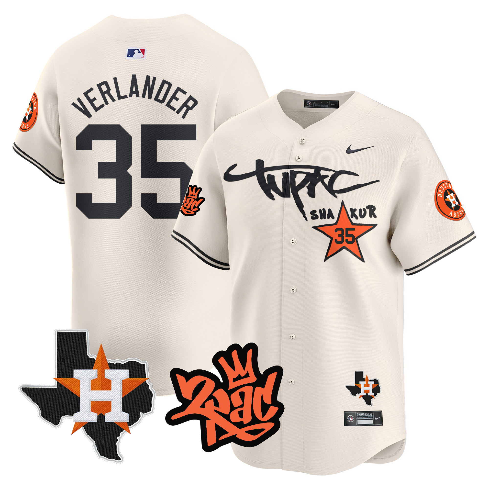 Men's Astros Tupac Shakur Vapor Premier Limited Jersey - All Stitched