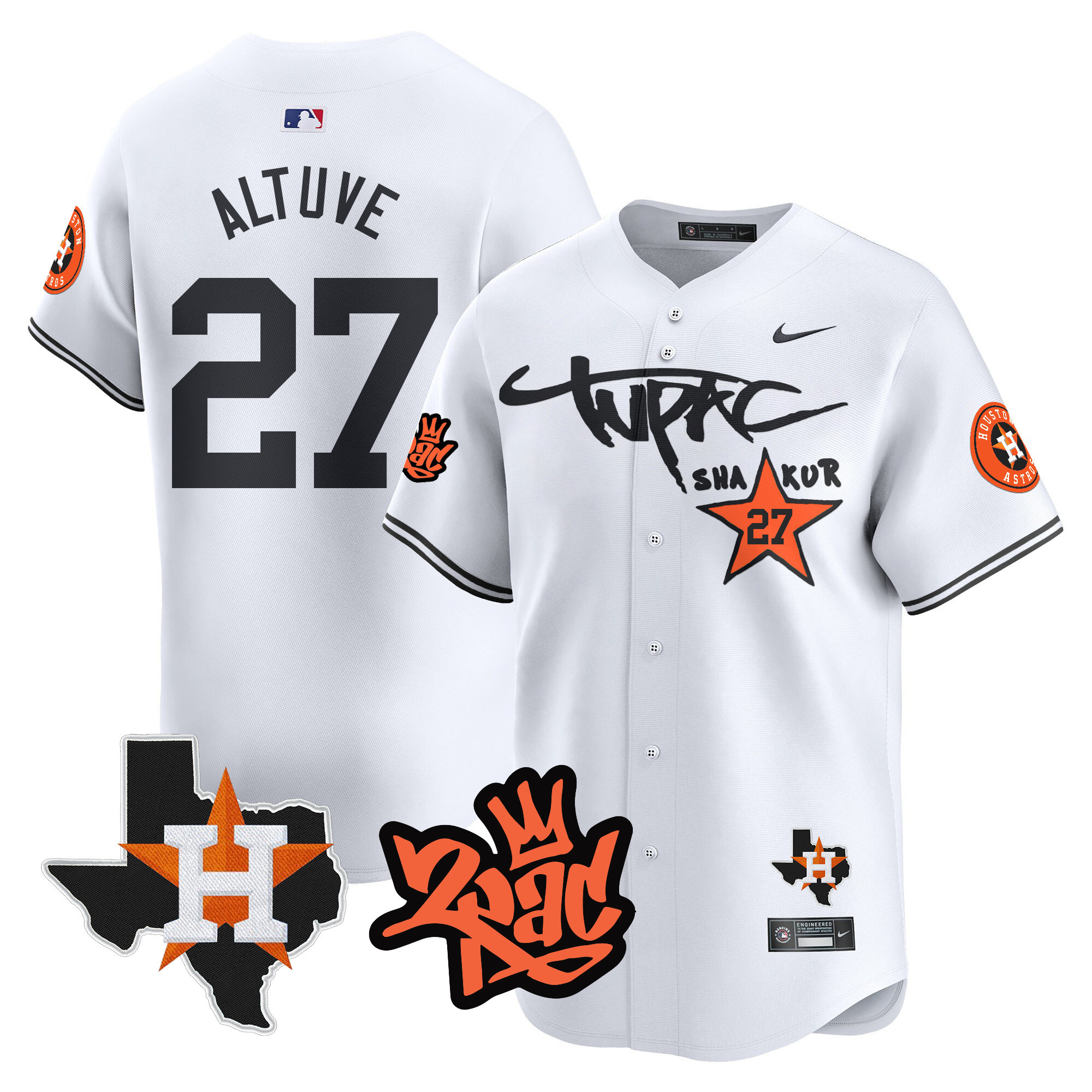 Men's Astros Tupac Shakur Vapor Premier Limited Jersey - All Stitched