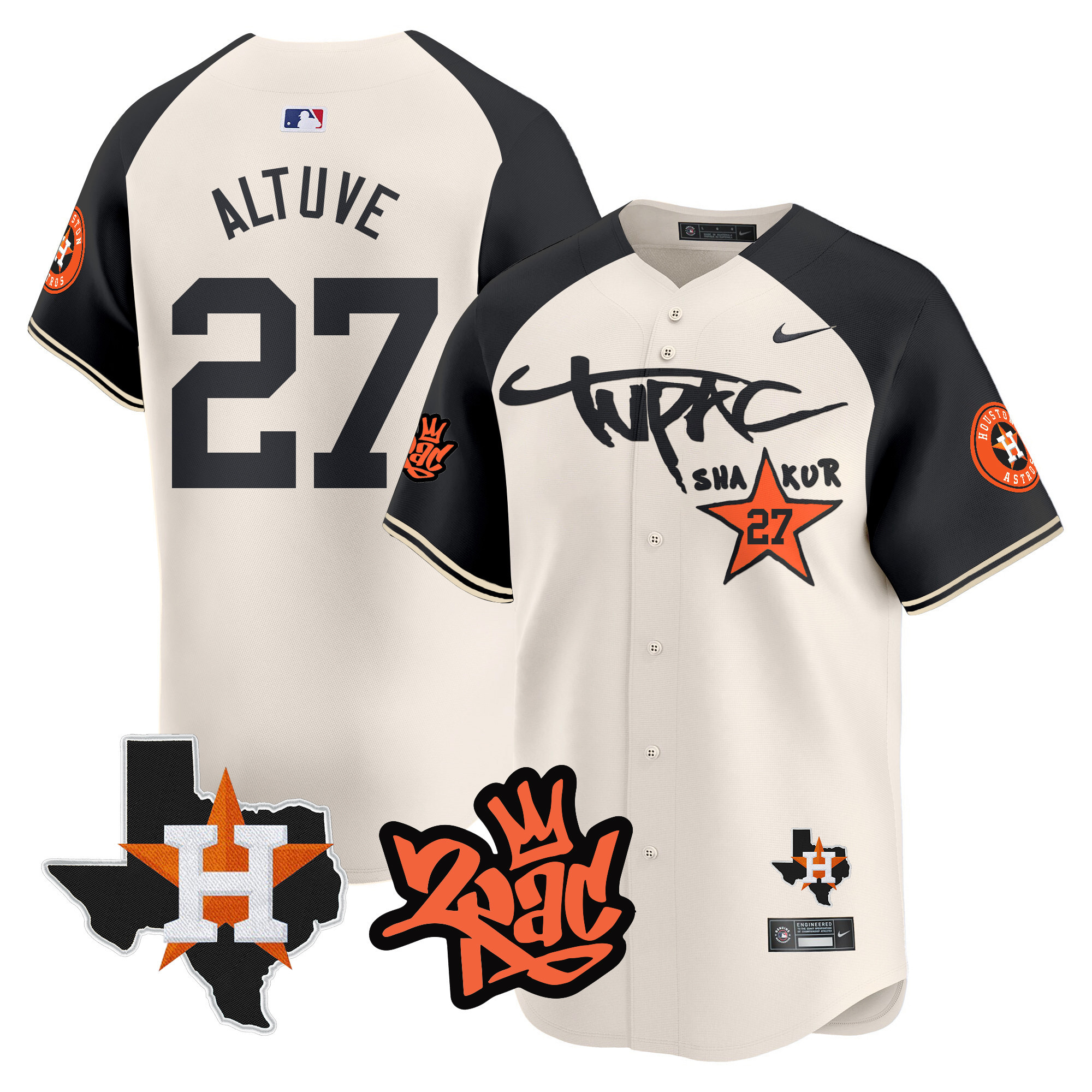 Men's Astros Tupac Shakur Vapor Premier Limited Jersey - All Stitched