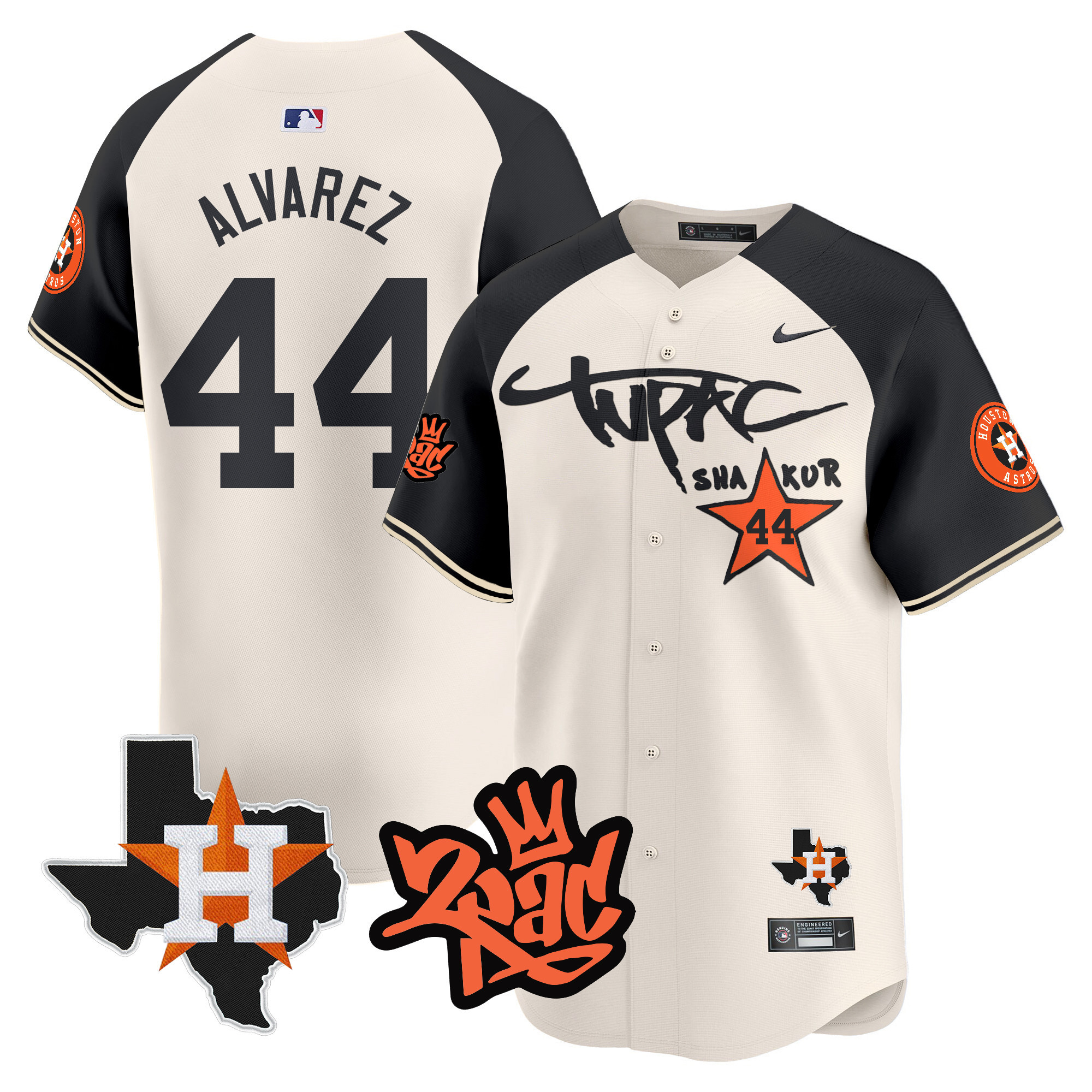 Men's Astros Tupac Shakur Vapor Premier Limited Jersey - All Stitched