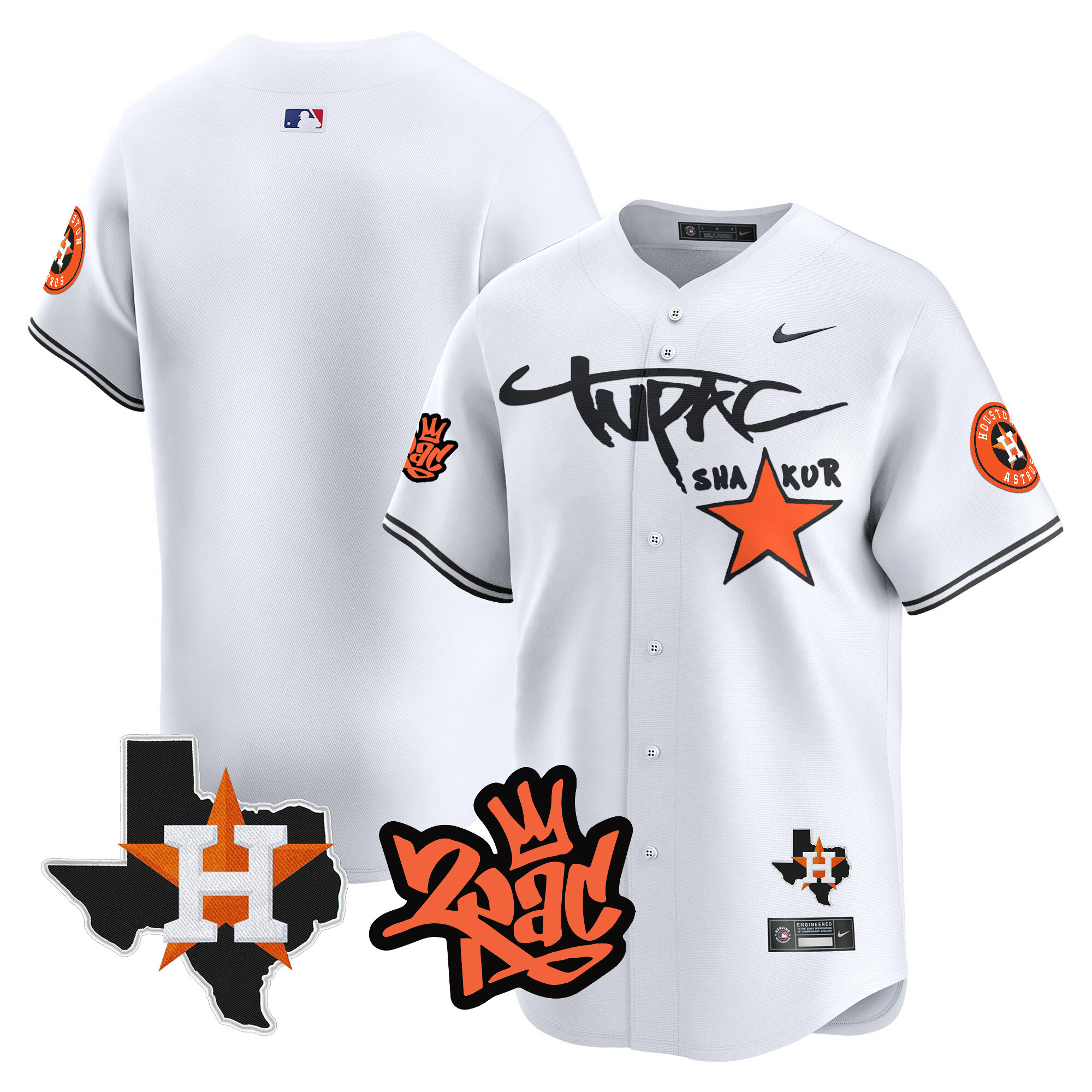 Men's Astros Tupac Shakur Vapor Premier Limited Jersey - All Stitched