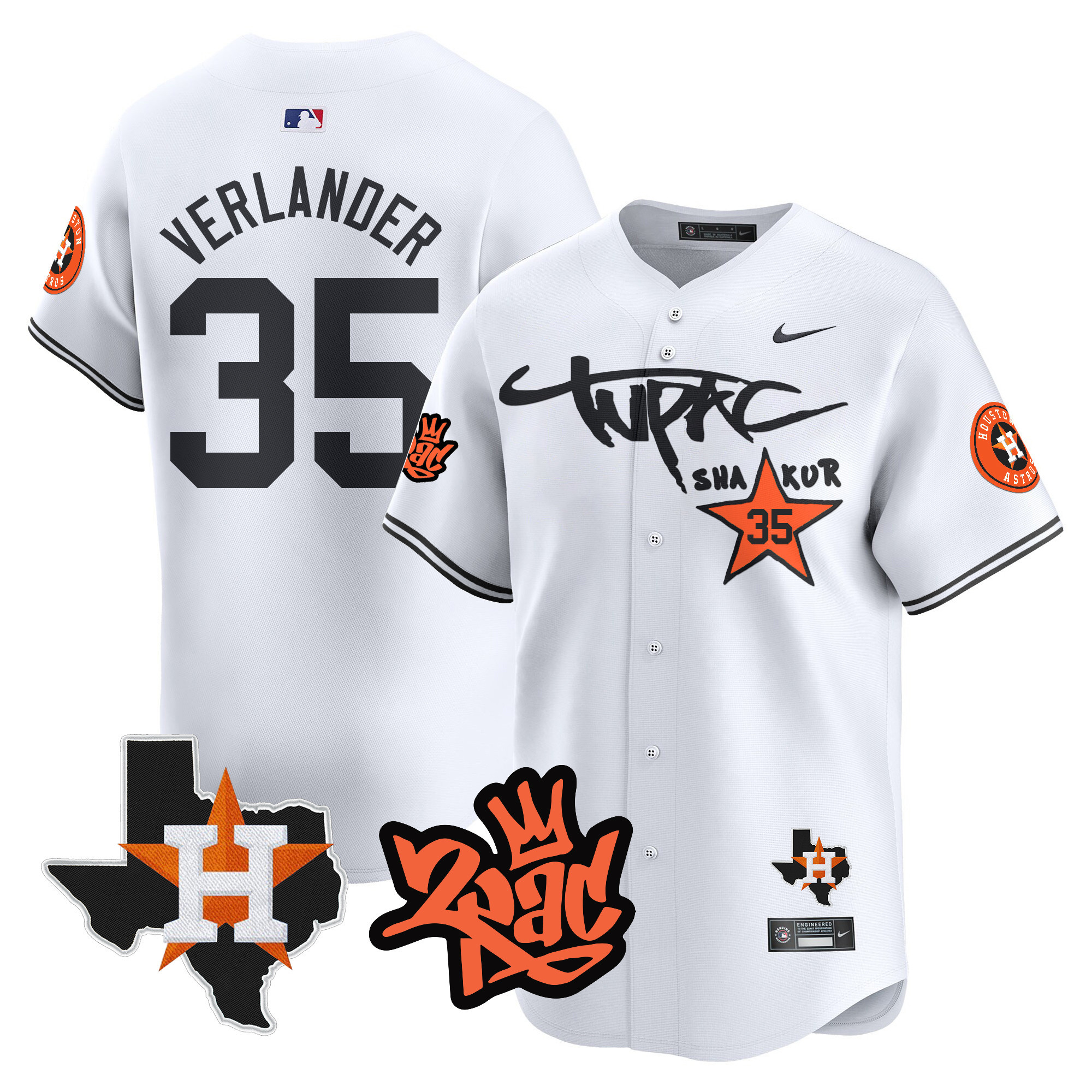 Men's Astros Tupac Shakur Vapor Premier Limited Jersey - All Stitched