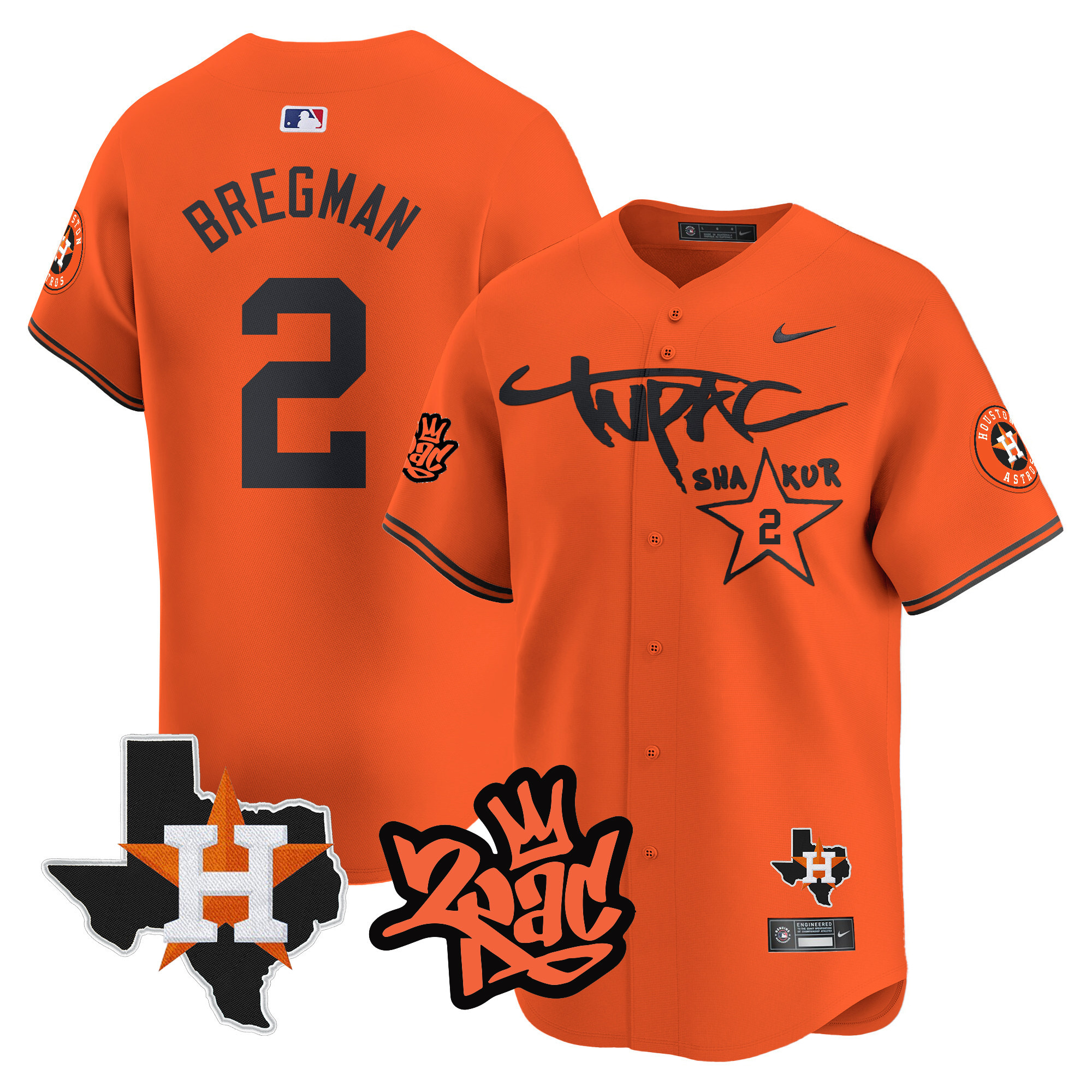 Men's Astros Tupac Shakur Vapor Premier Limited Jersey - All Stitched