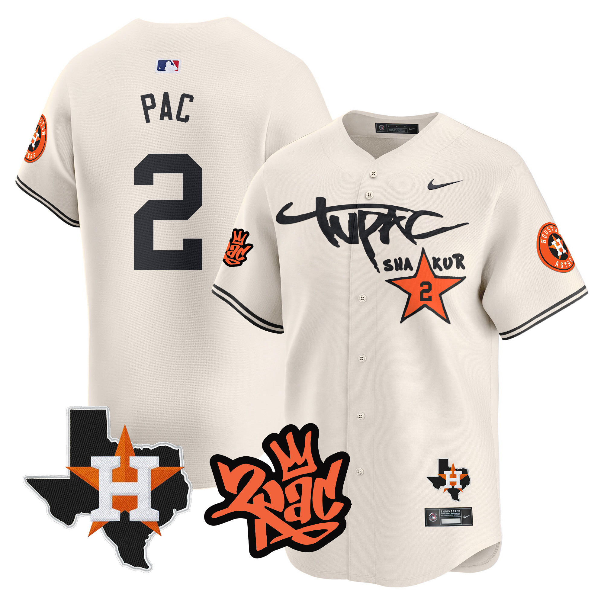 Men's Astros Tupac Shakur Vapor Premier Limited Jersey - All Stitched