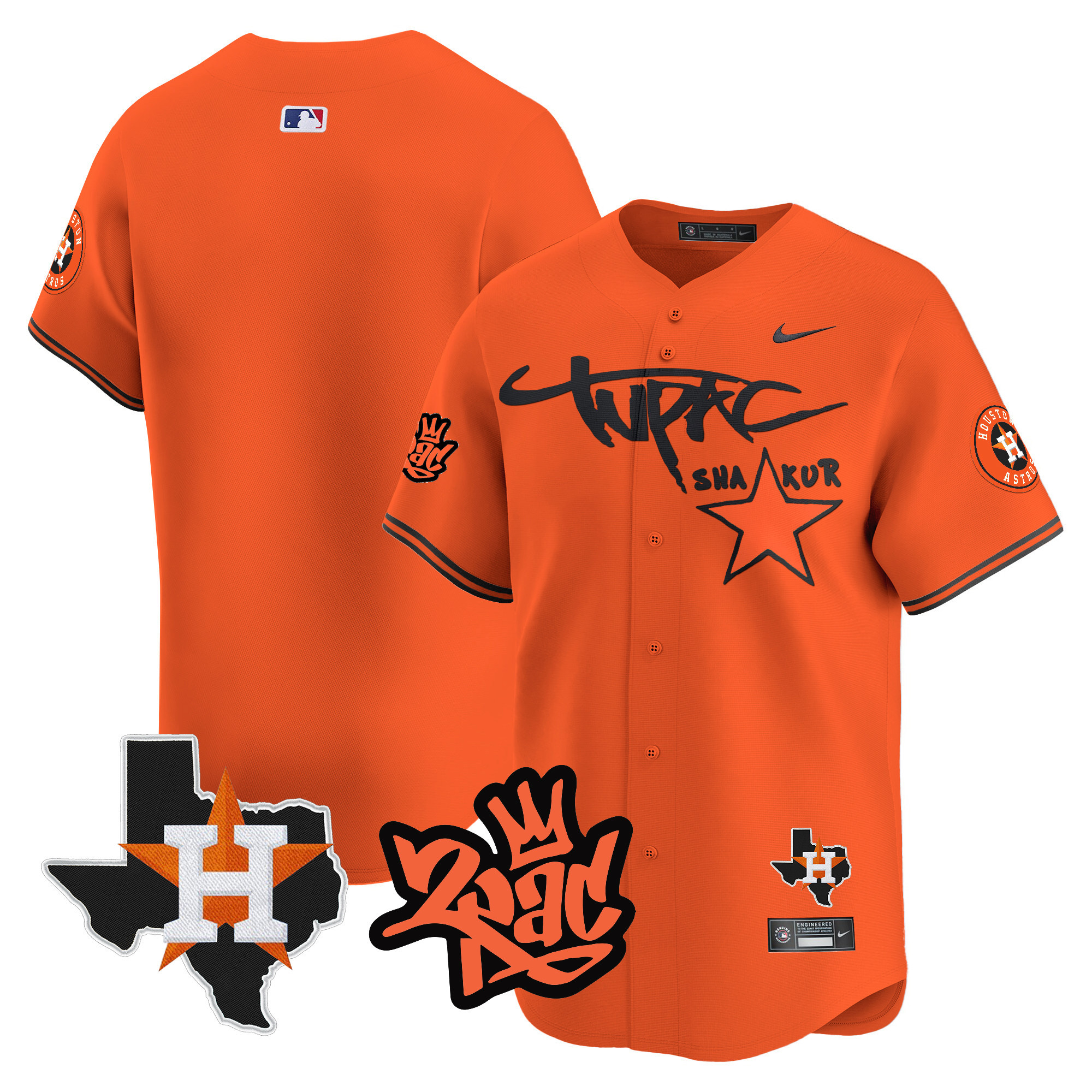 Men's Astros Tupac Shakur Vapor Premier Limited Jersey - All Stitched