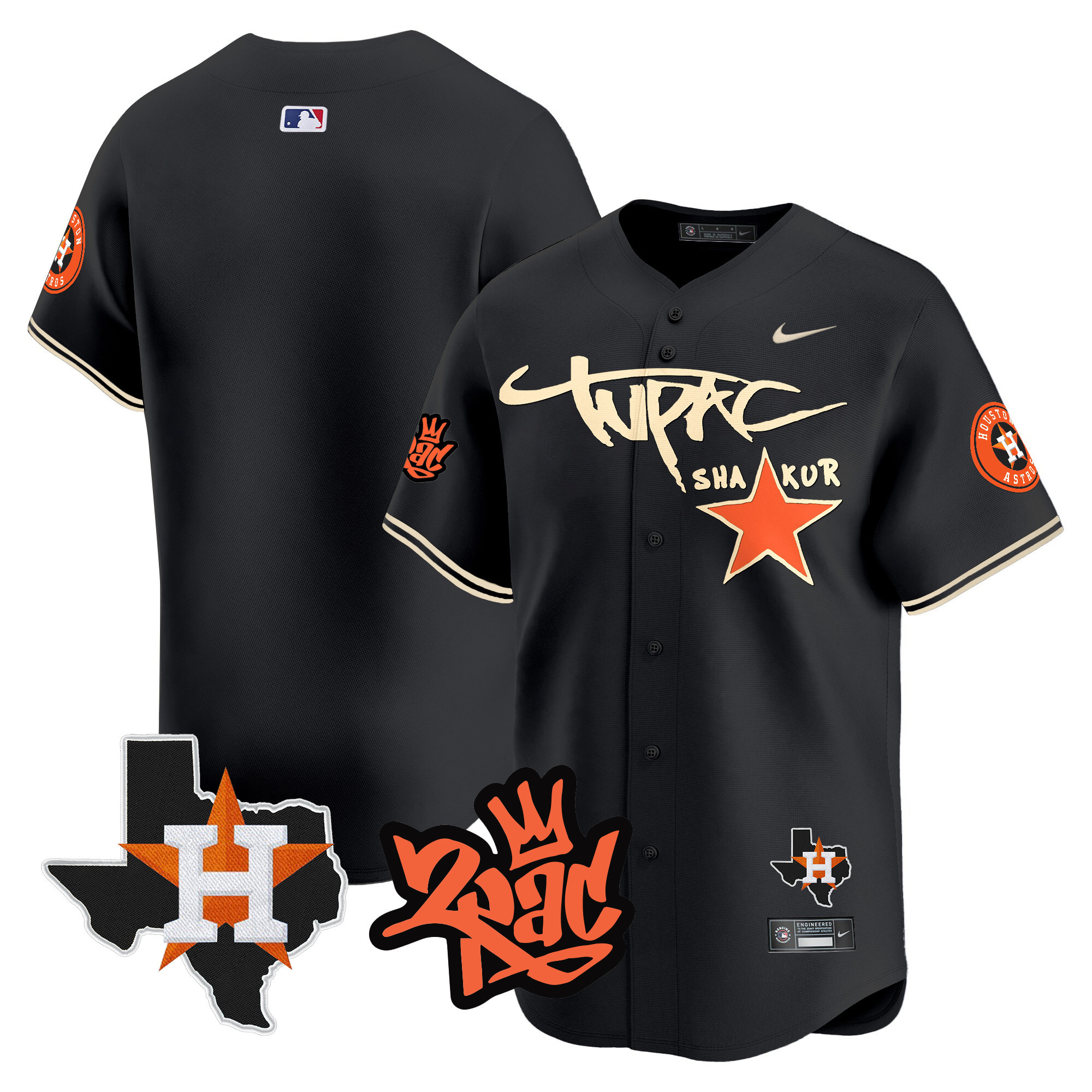 Men's Astros Tupac Shakur Vapor Premier Limited Jersey - All Stitched